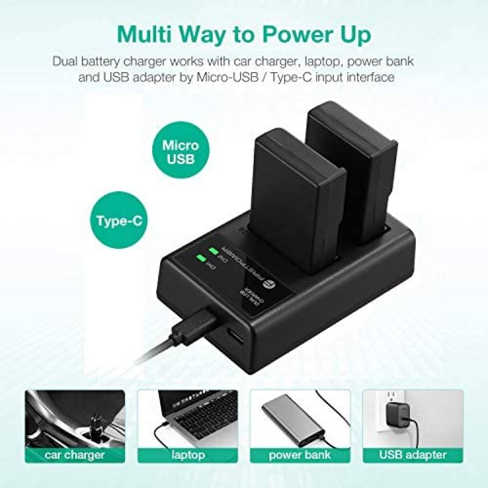 Cargador Firstpower EN-EL9 Comp. con Nikon D40 -Negro