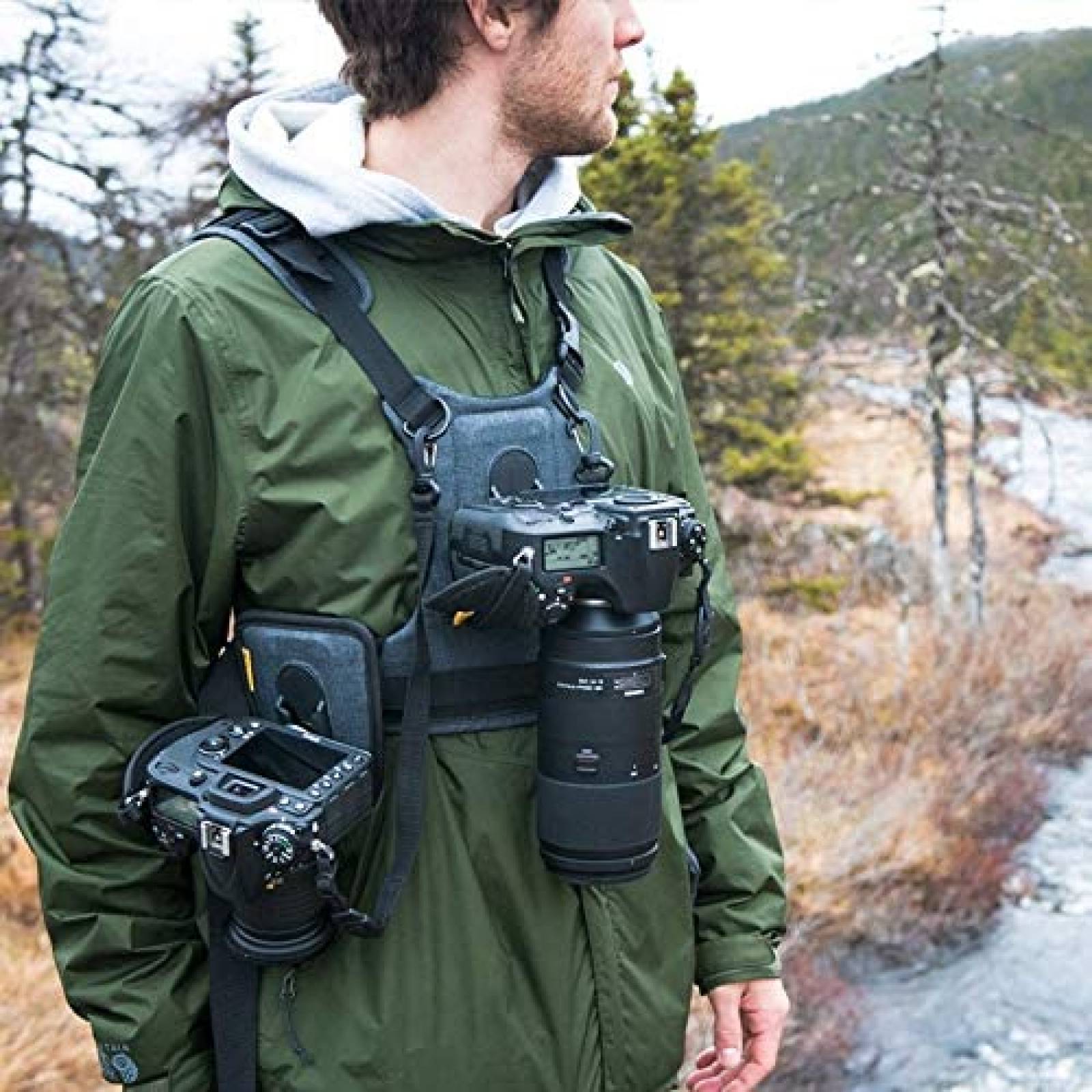 Arnes Cotton Carrier G3 De Lona Para 2 Camaras -Gris