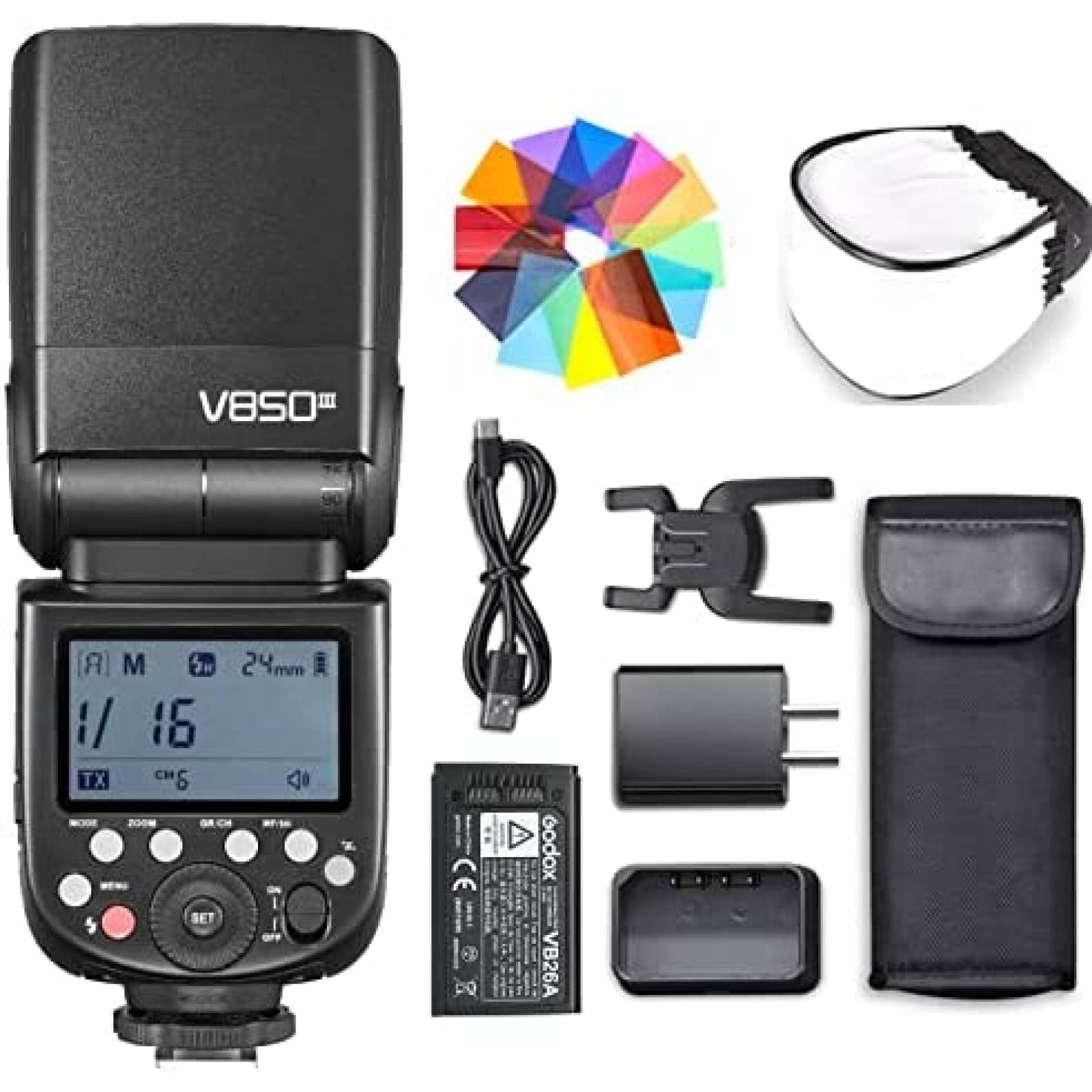 Flash para Camara Godox V850III mas Accesorios -Negro