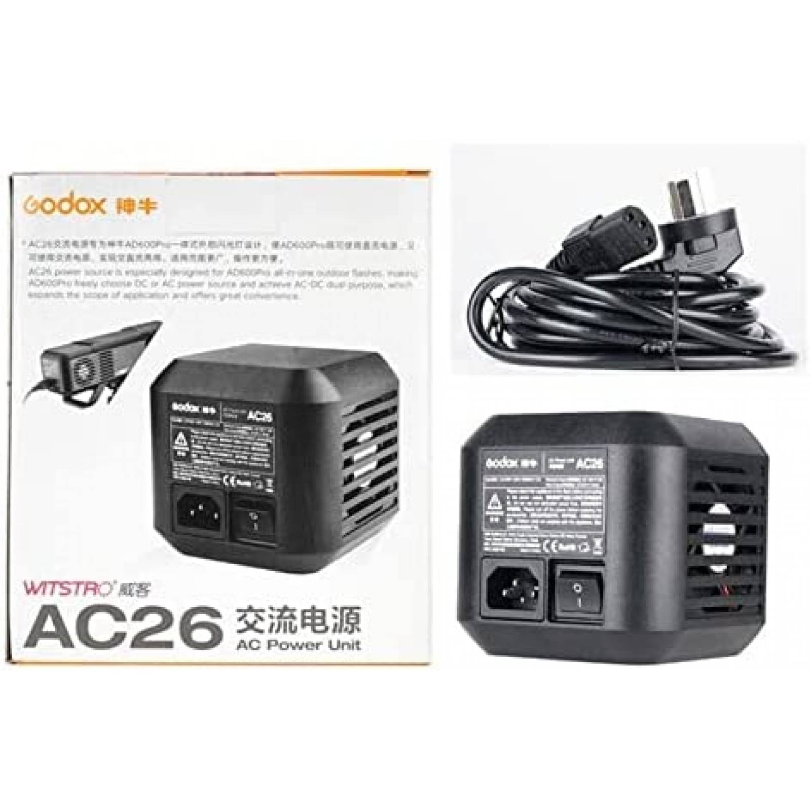 Adaptador de Corriente Godox AC-26 p/Godox AD600Pro -Negro