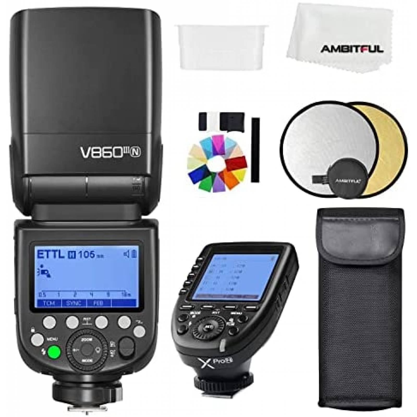 Flash para Camara Godox GN60 Nikon 7,2 V/2600 mAh -Negro