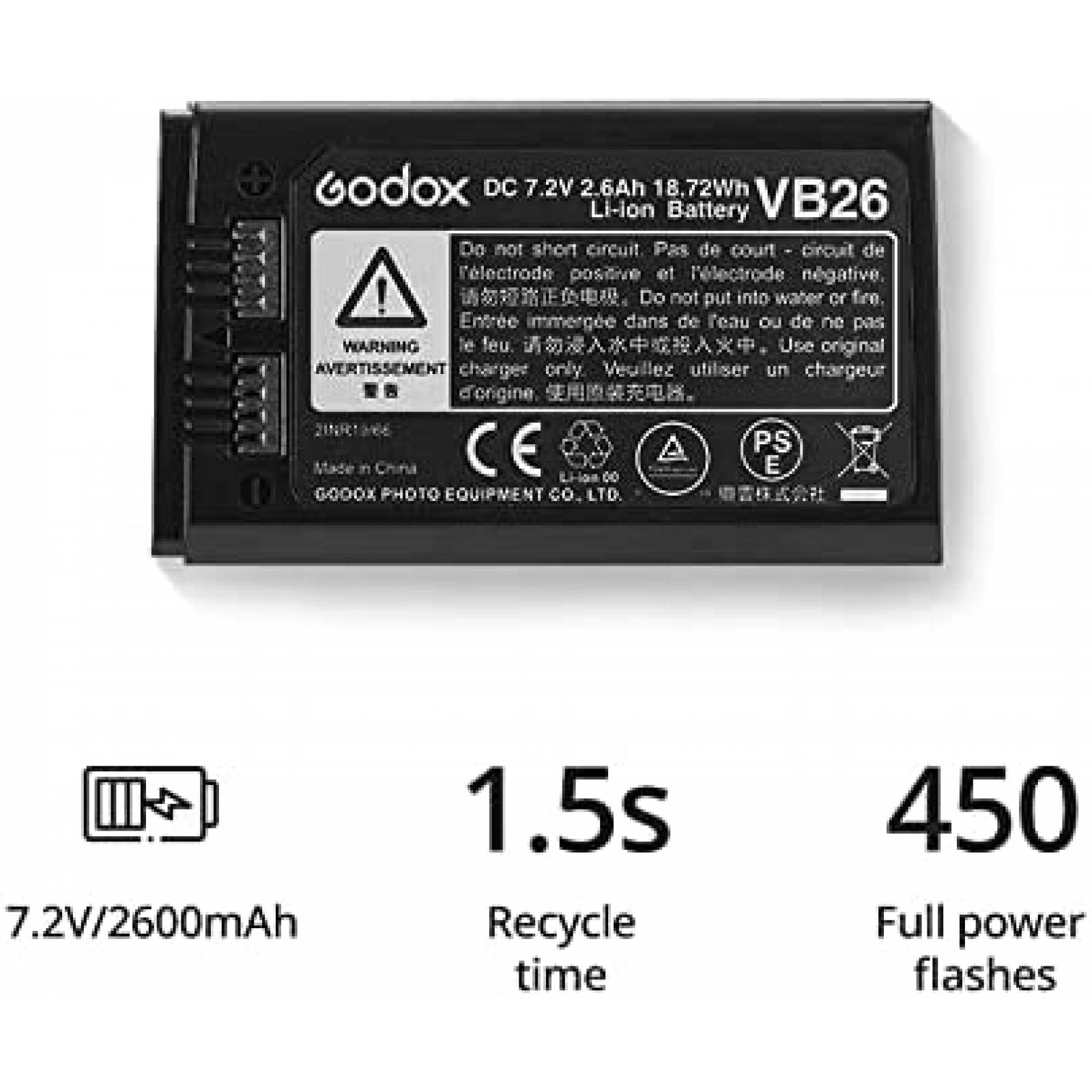 Flash para Camara Godox GN60 Nikon 7,2 V/2600 mAh -Negro