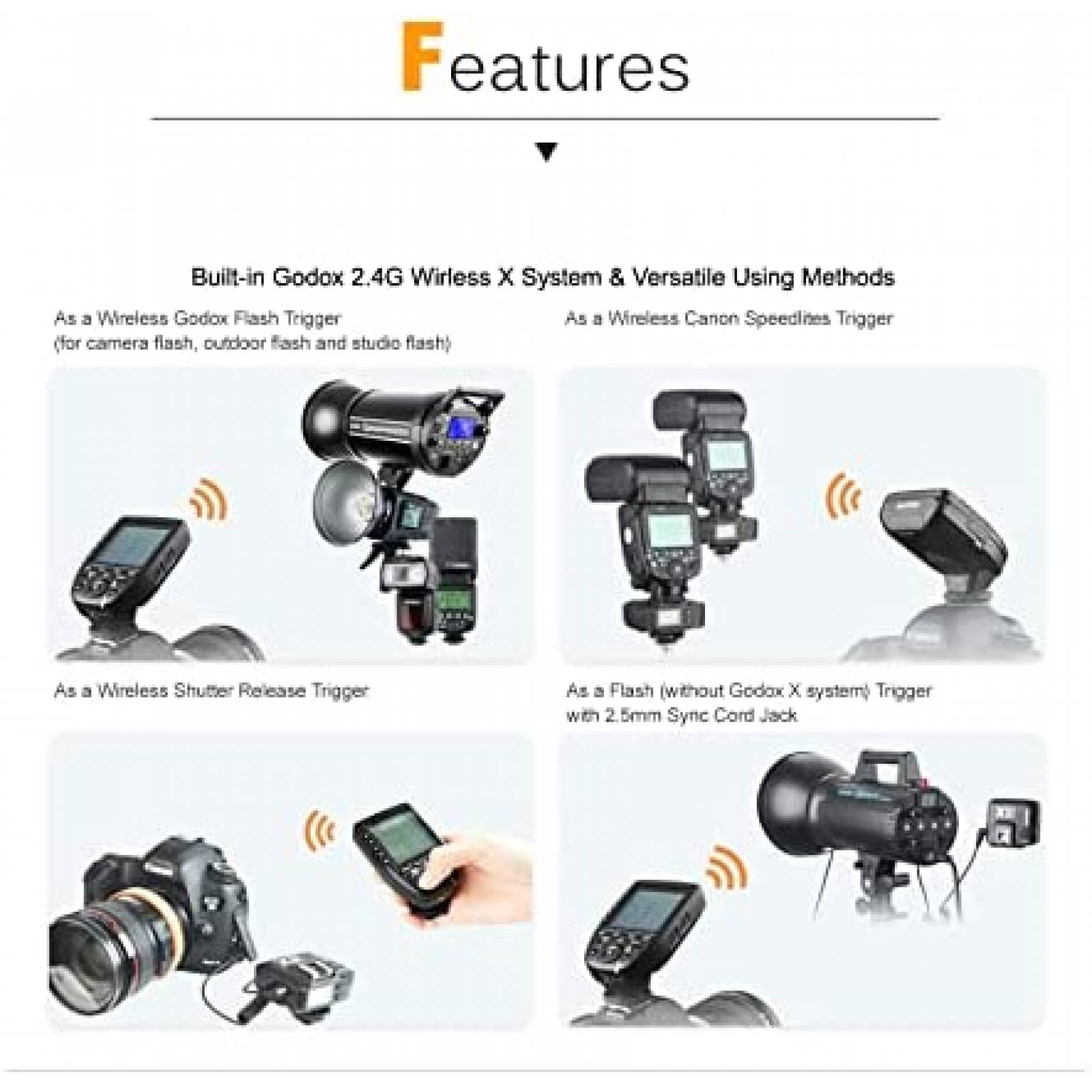 Flash para Camara Godox GN60 Nikon 7,2 V/2600 mAh -Negro