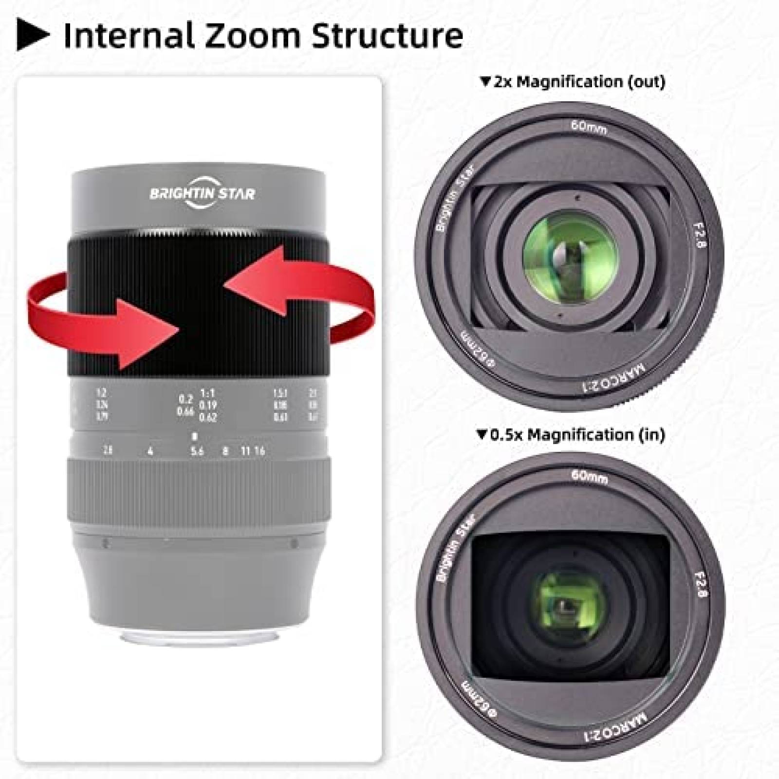 Lente para Camara Brightin Star 60mm F2.8 2x Zoom -Negro