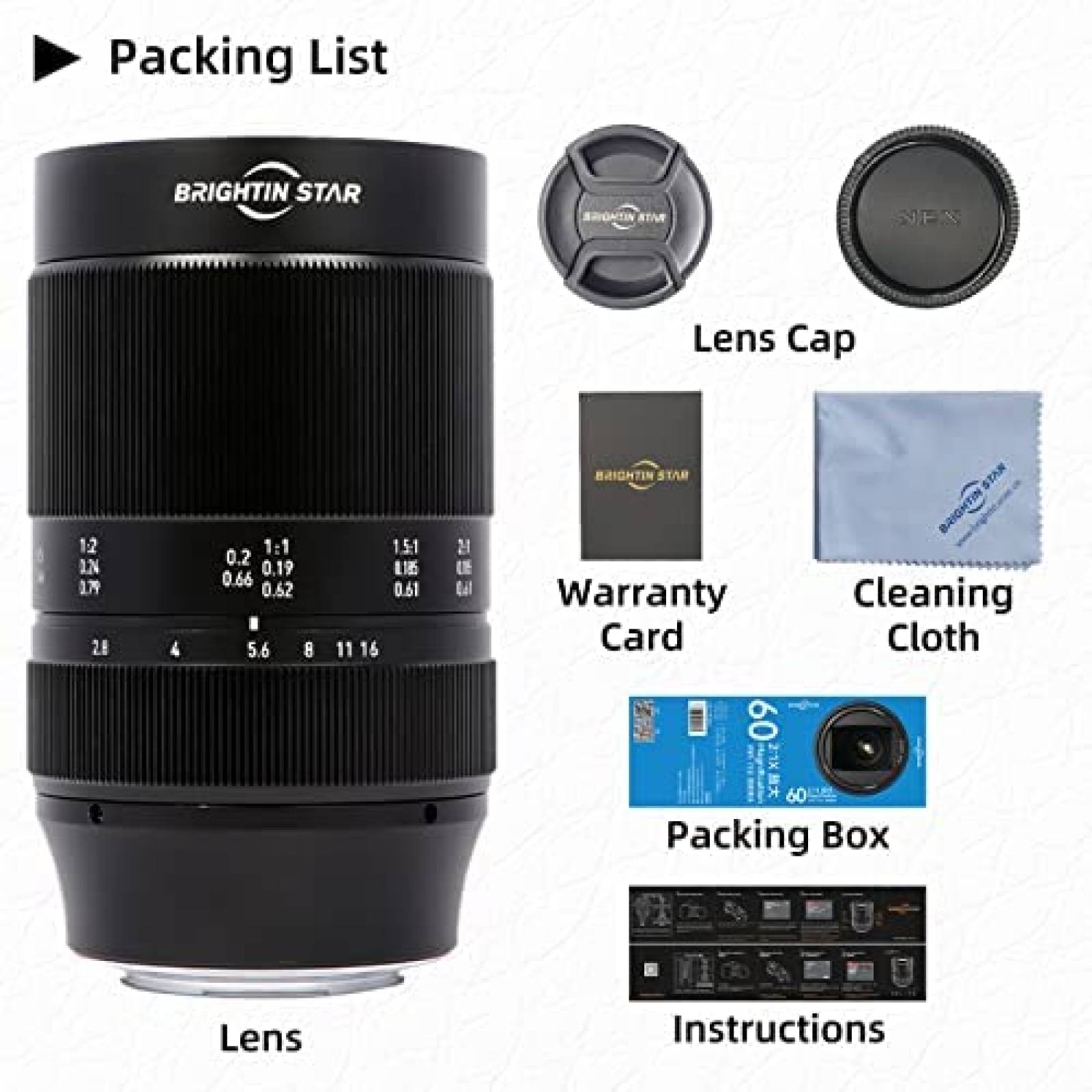 Lente para Camara Brightin Star 60mm F2.8 2x Zoom -Negro