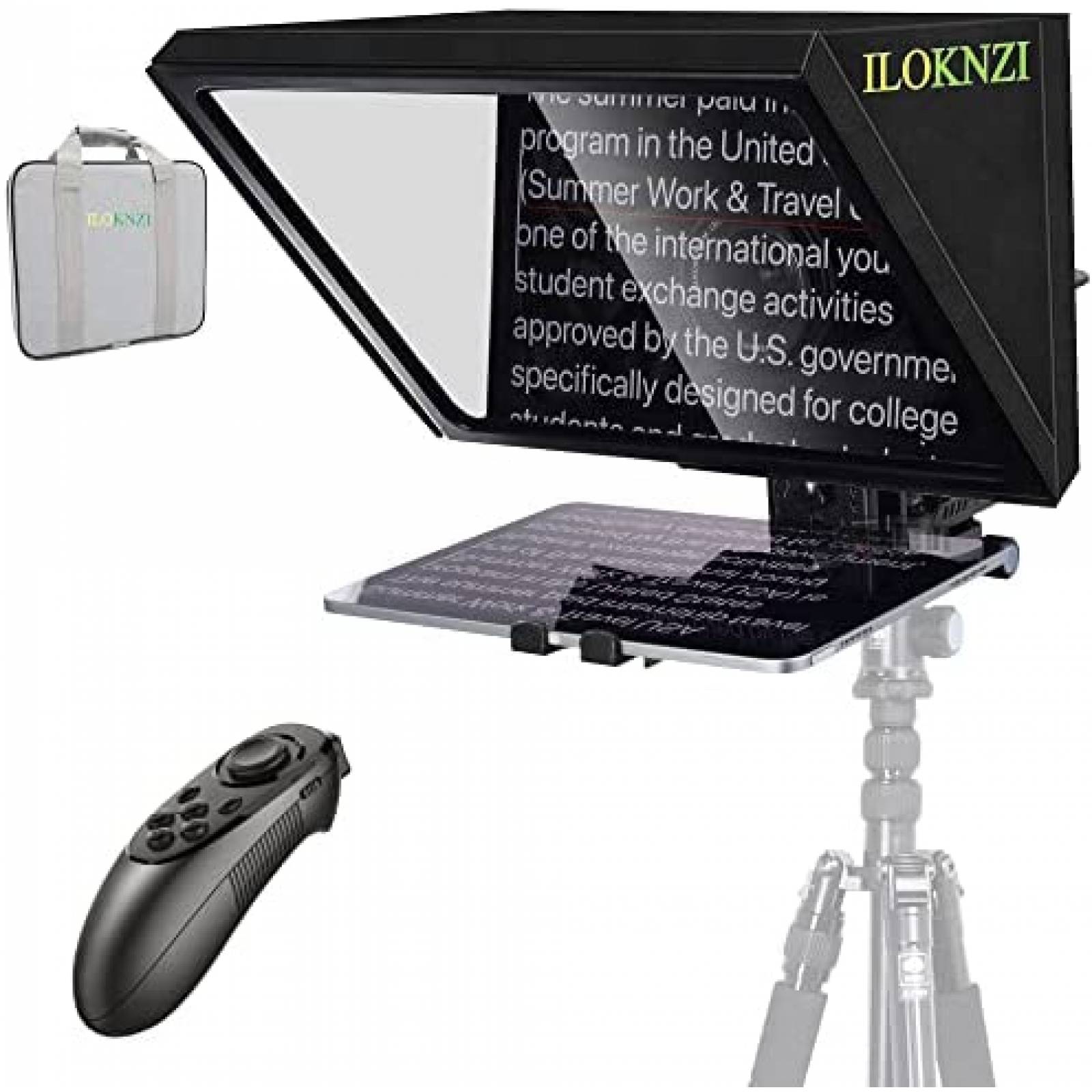 Teleprompter ILOKNZI 12" con Vidrio Optico Templado -Negro
