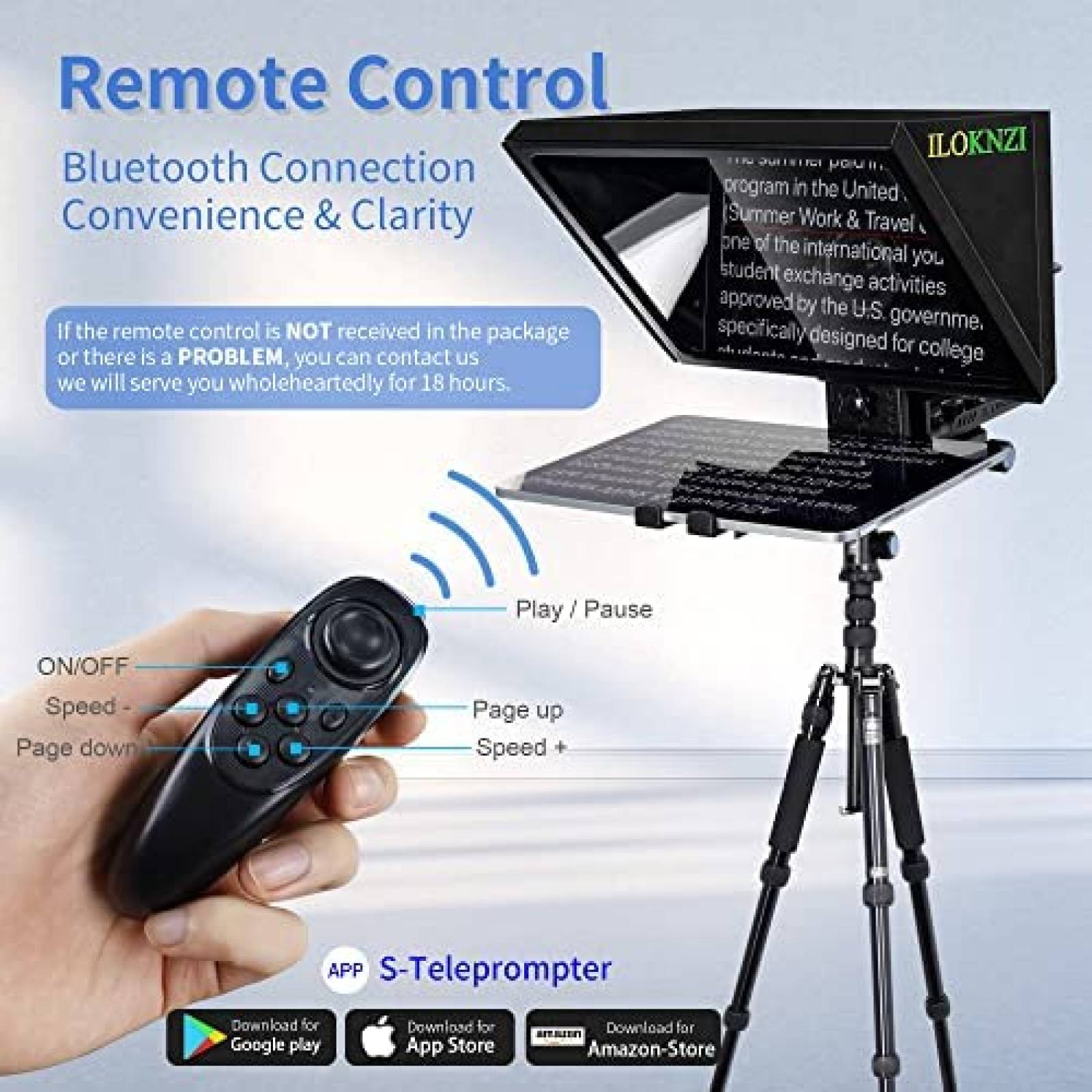 Teleprompter ILOKNZI 12" con Vidrio Optico Templado -Negro