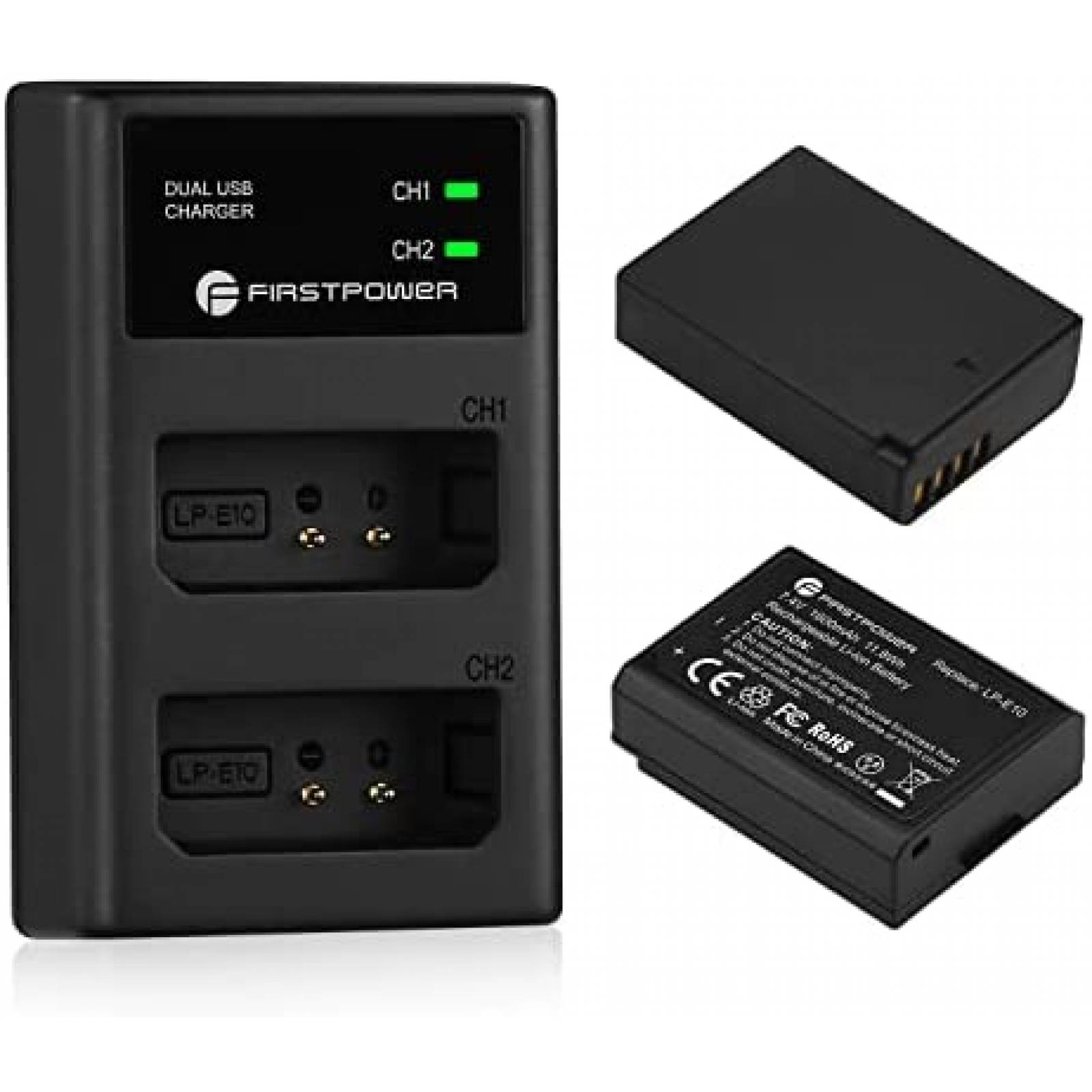 Bateria LP-E10 y Cargador FirstPower USB 2 Piezas -Negro