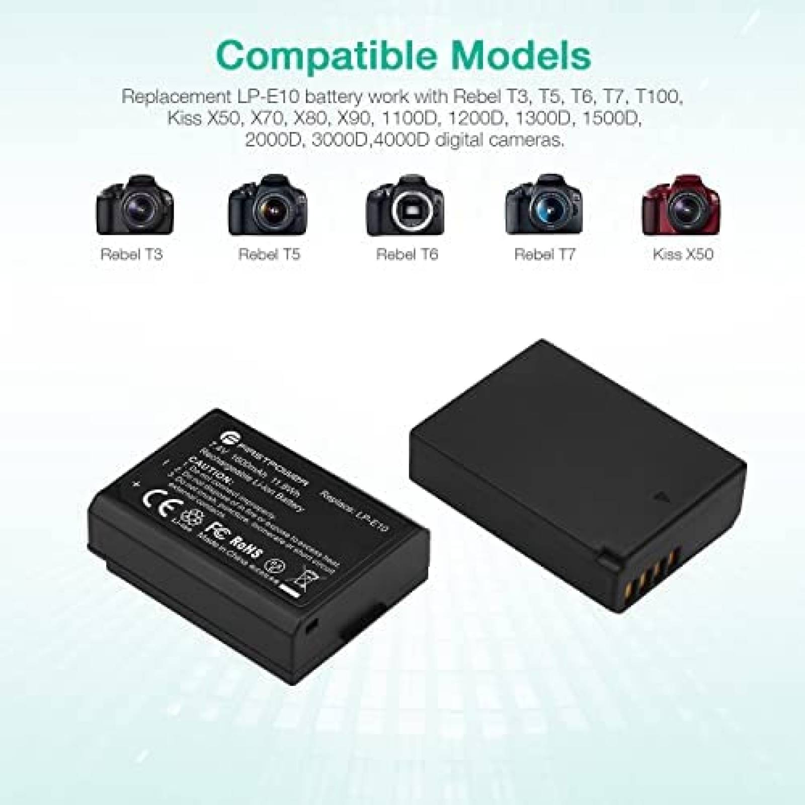 Bateria LP-E10 y Cargador FirstPower USB 2 Piezas -Negro