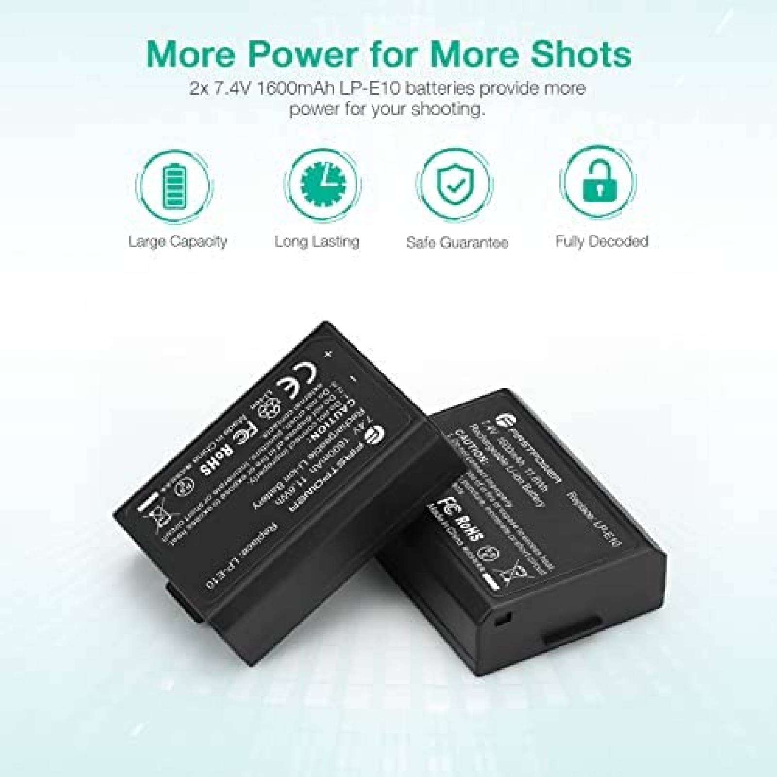 Bateria LP-E10 y Cargador FirstPower USB 2 Piezas -Negro