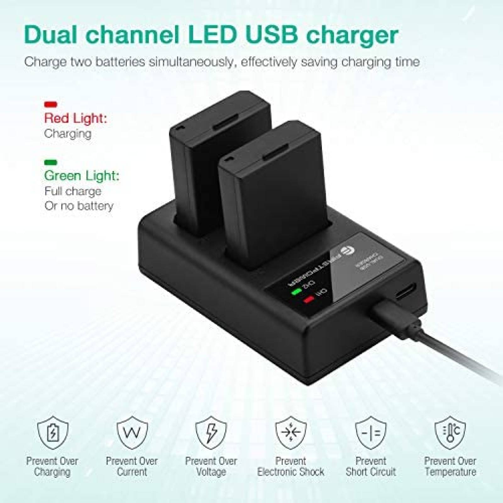 Bateria LP-E10 y Cargador FirstPower USB 2 Piezas -Negro