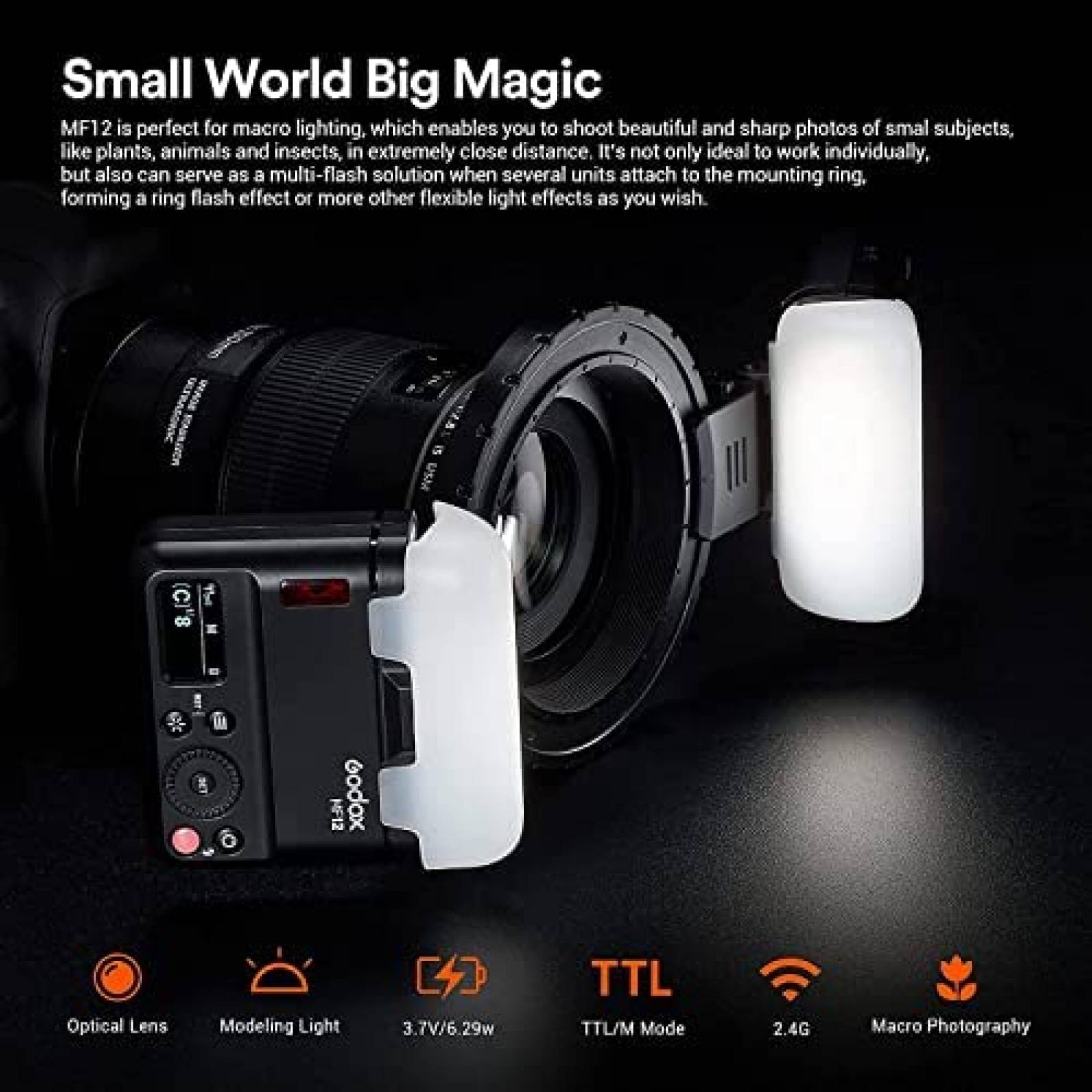 Kit Flash para Camara Godox Canon Nikon Sony 3.7V 6.29W -Neg