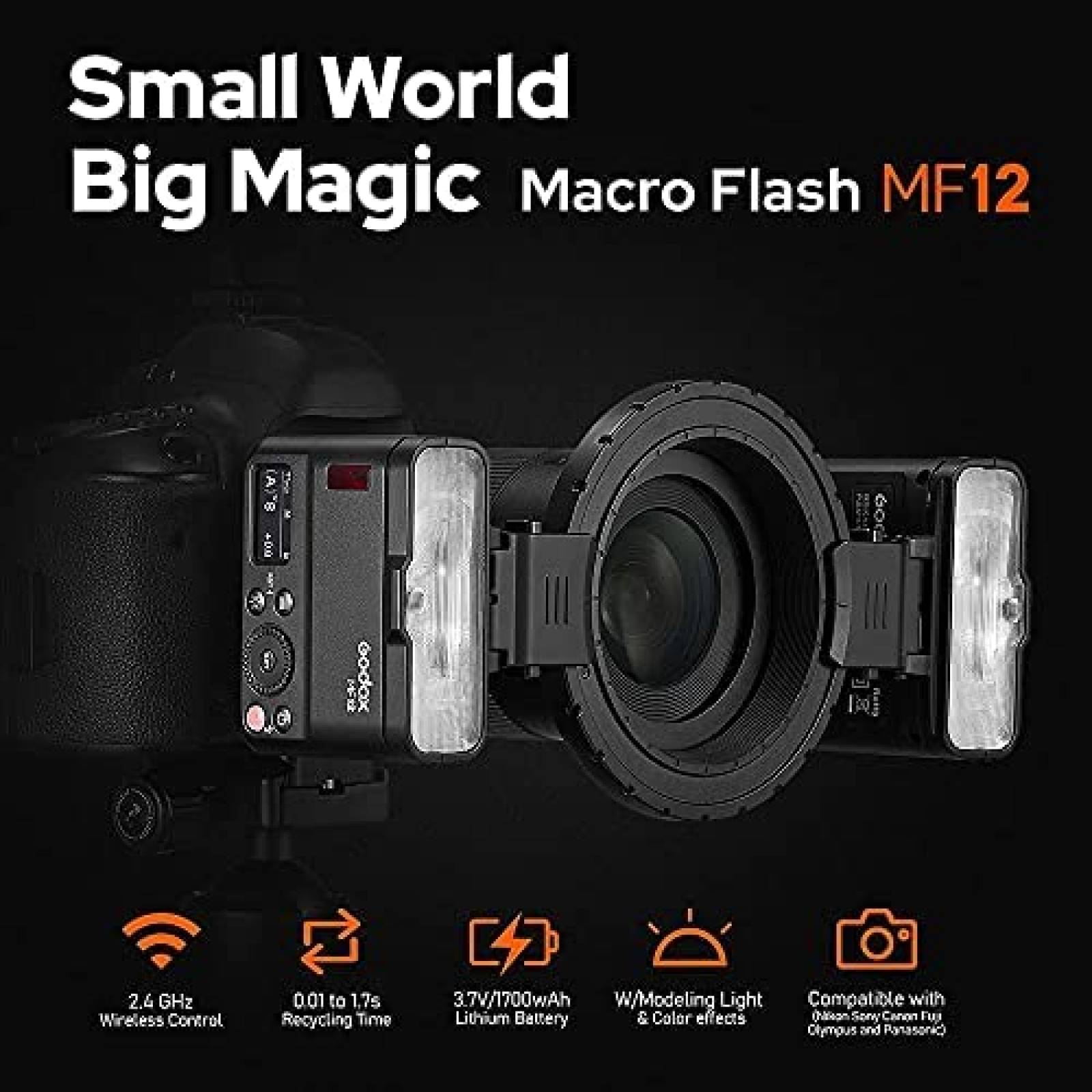 Kit Flash para Camara Godox Canon Nikon Sony 3.7V 6.29W -Neg
