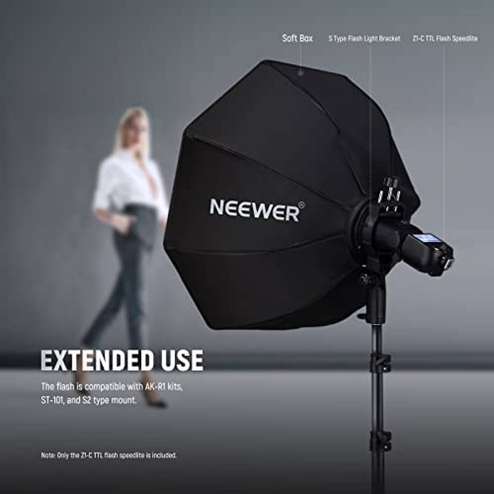 Flash para Camara Neewer Z1-C TTL + accesorios -Negro