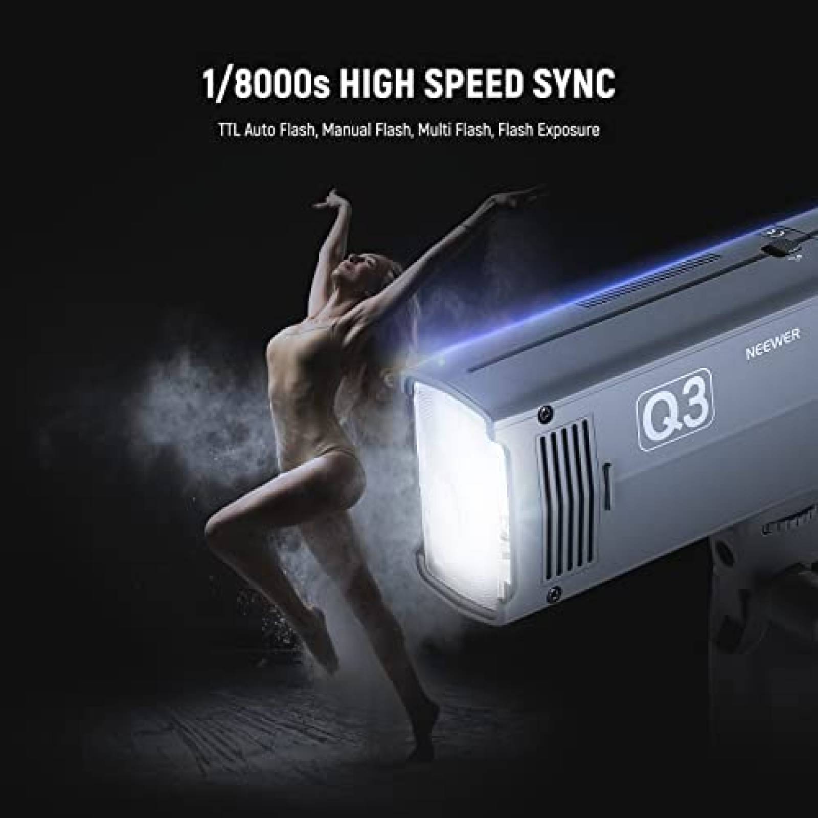 Luz de Flash Neewer Q3 Portatil Ligera 3200mAh ISO100 -Gris
