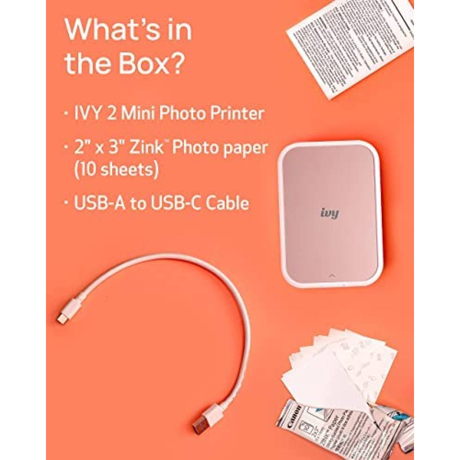 Impresora Fotografica Canon Ivy 2 Smartphone Bluetooth -Rosa