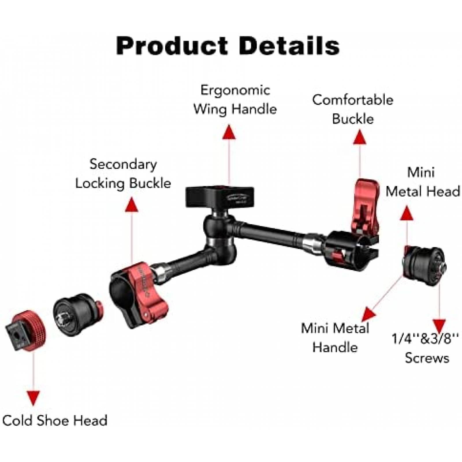 Brazo Ifootage 11" Tornillo Universal 1/4'' 3/8'' Carga 2 kg