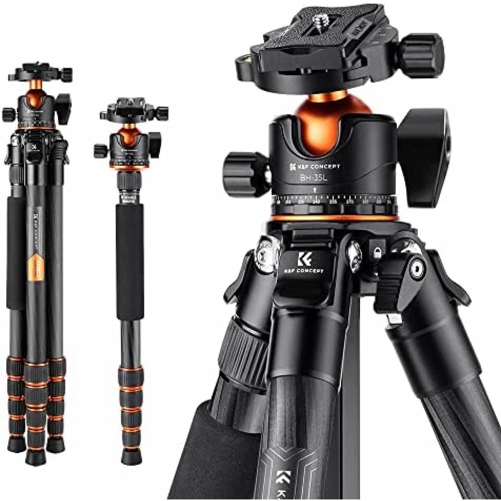 Tripie K&F Concept 62 pulgadas Fibra Carbon Camara 15kg -Neg