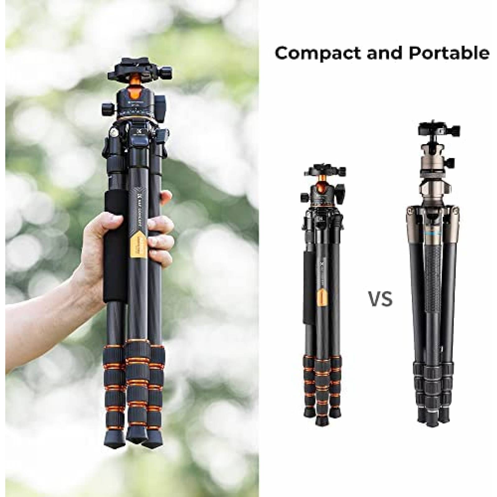 Tripie K&F Concept 62 pulgadas Fibra Carbon Camara 15kg -Neg