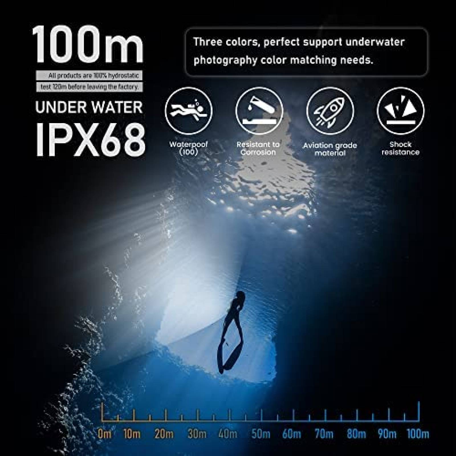 Linterna de Buceo LetonPower Sealion L12 Profesional -Negro