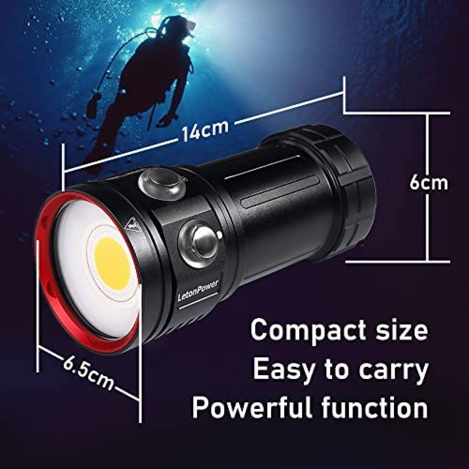 Linterna de Buceo LetonPower Sealion L12 Profesional -Negro