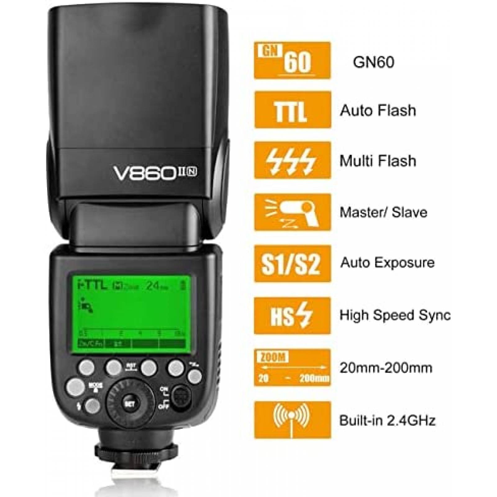 Flash para Camara Godox V860II-N 11.1V 2000mAh -Negro