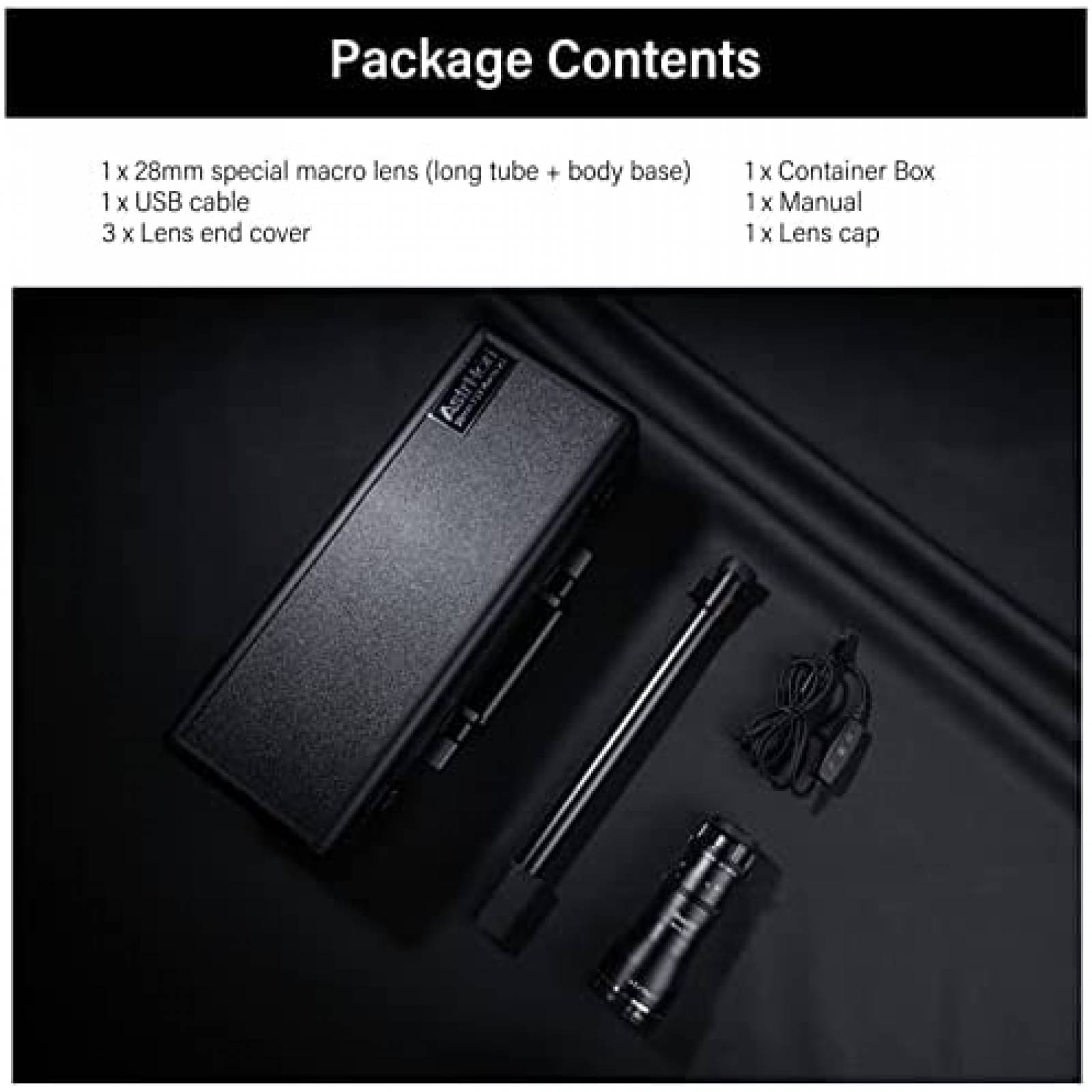 Lente De Sonda Macro AstrHori 28mm F13 2X Camaras -Negro