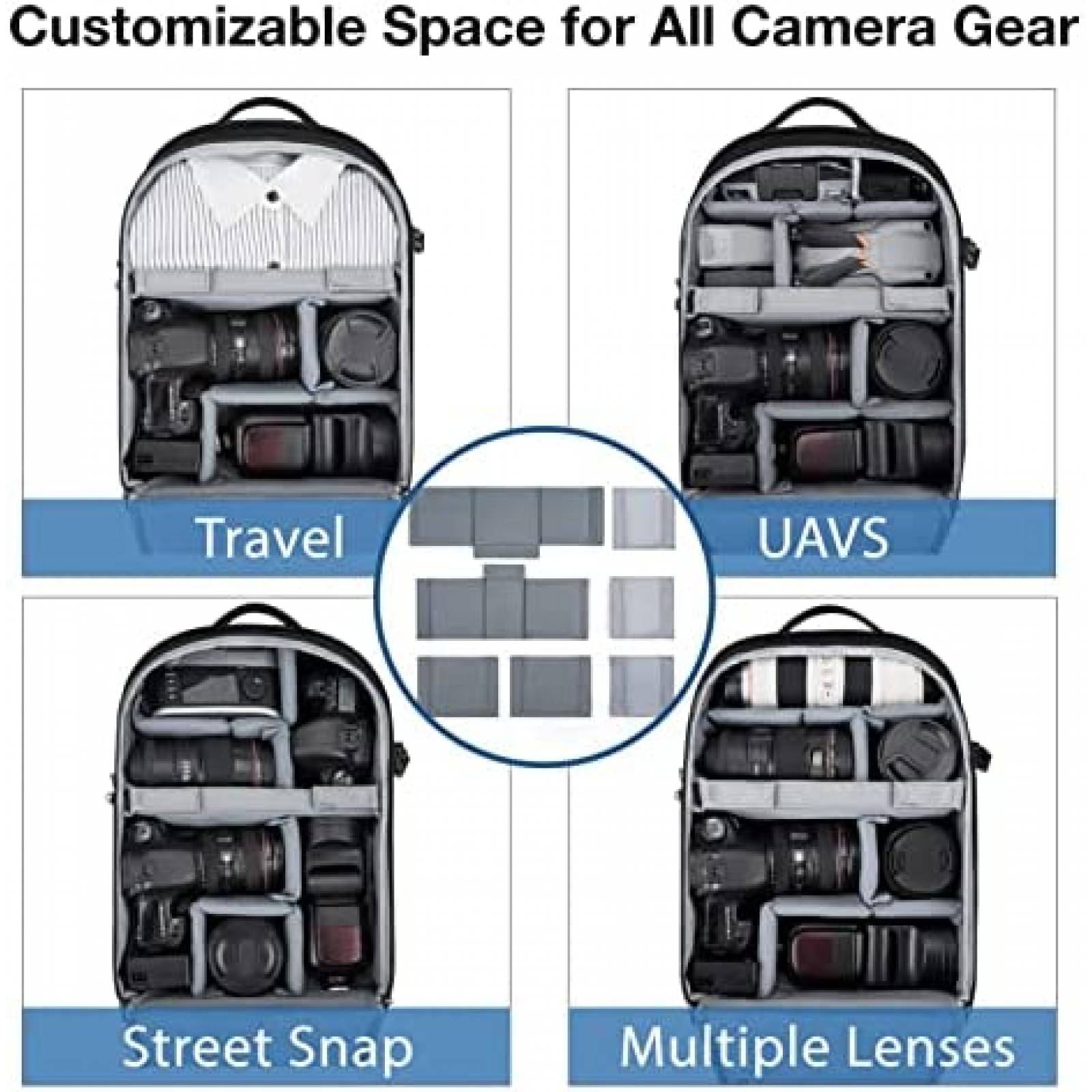 Mochila BAGSMART para camara/Espacio para laptop 15.6" Negro