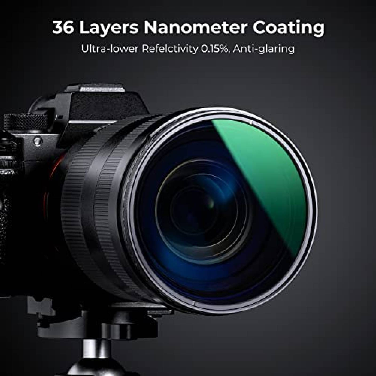 Filtro de Fotografia K&F Concept 72mm Polarizado -Negro