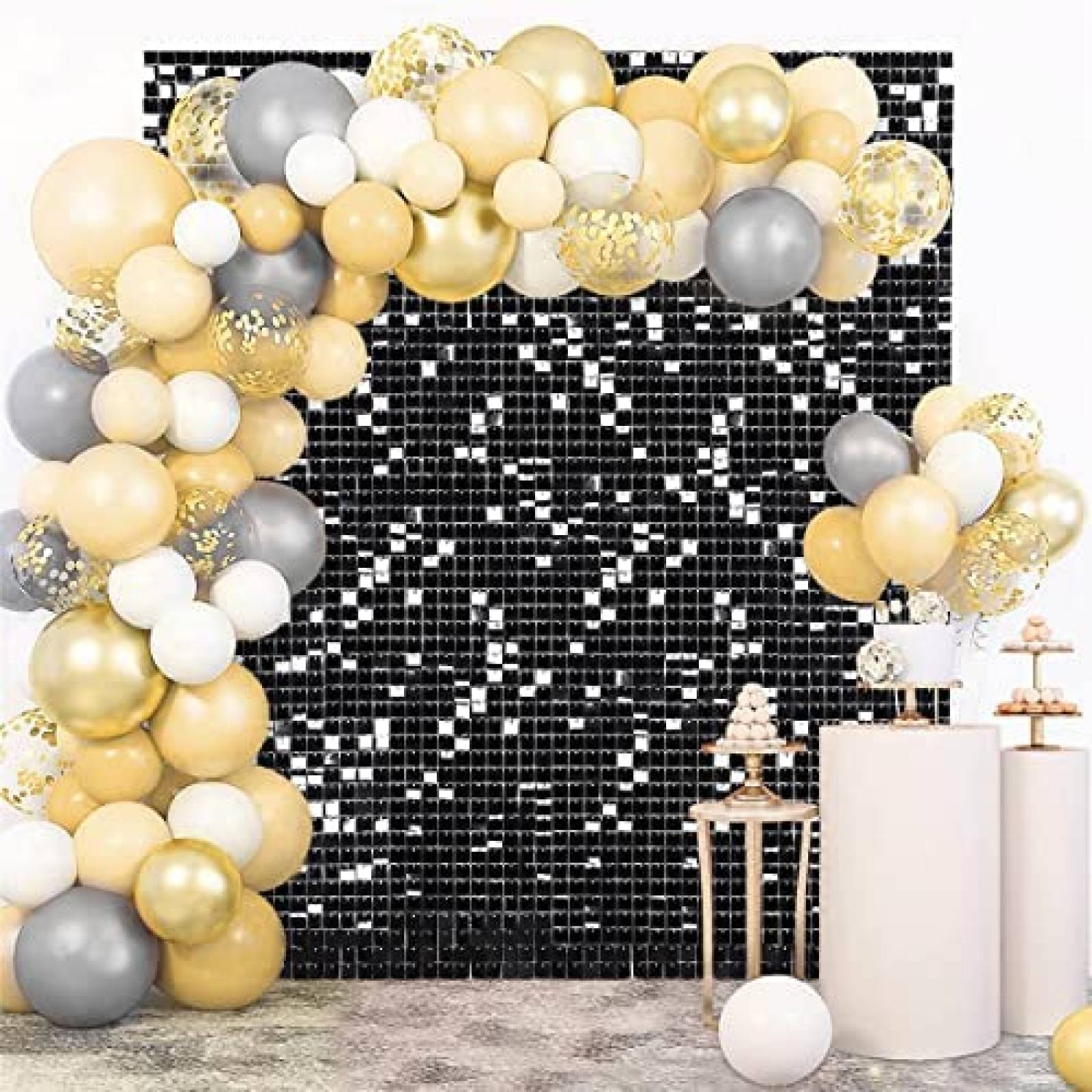 Fondo Decorativo LuoluoCasa 24Pc 30x30cm para Fiesta - Plata