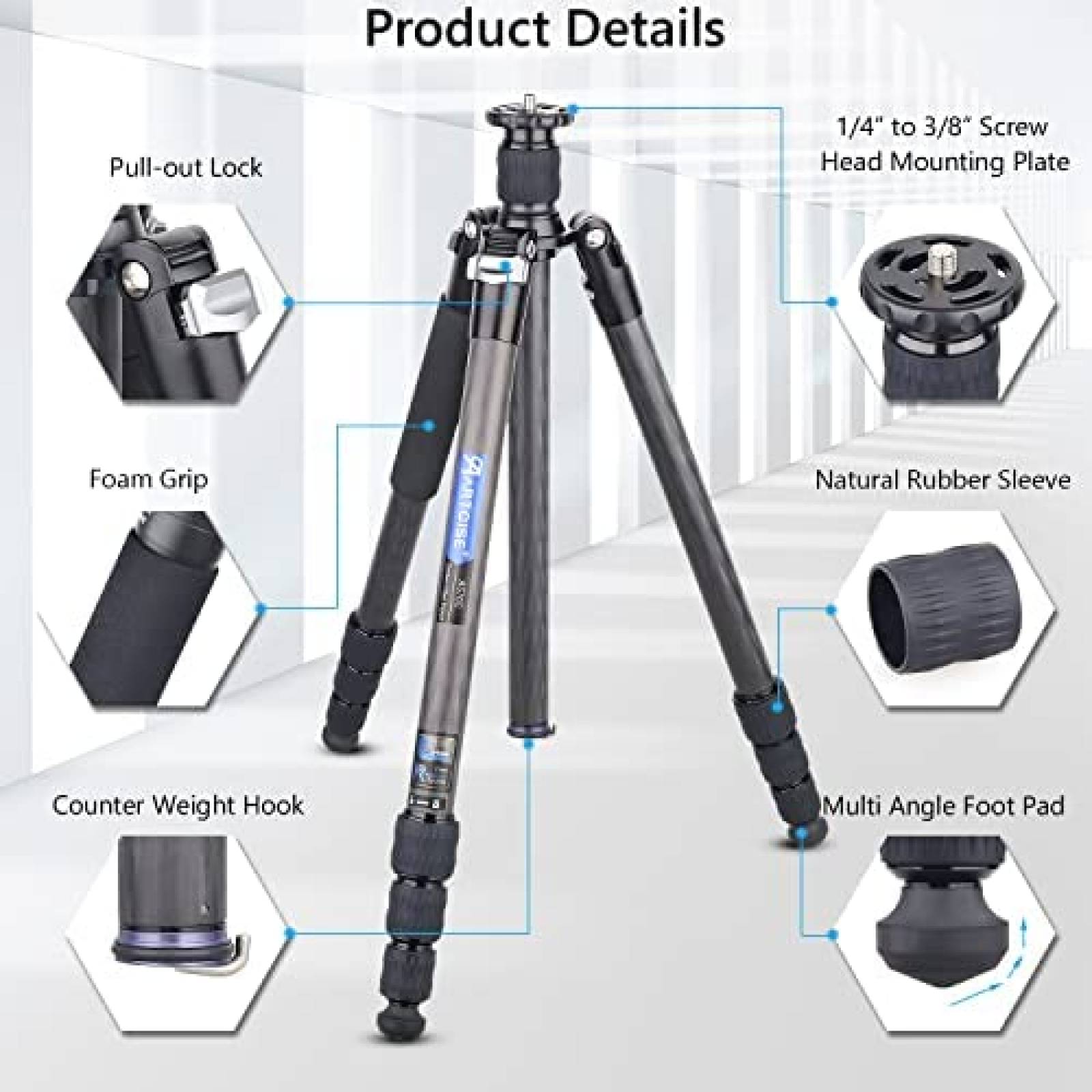 Tripie Completo Artcise de 69.7'' para DSLR -Negro