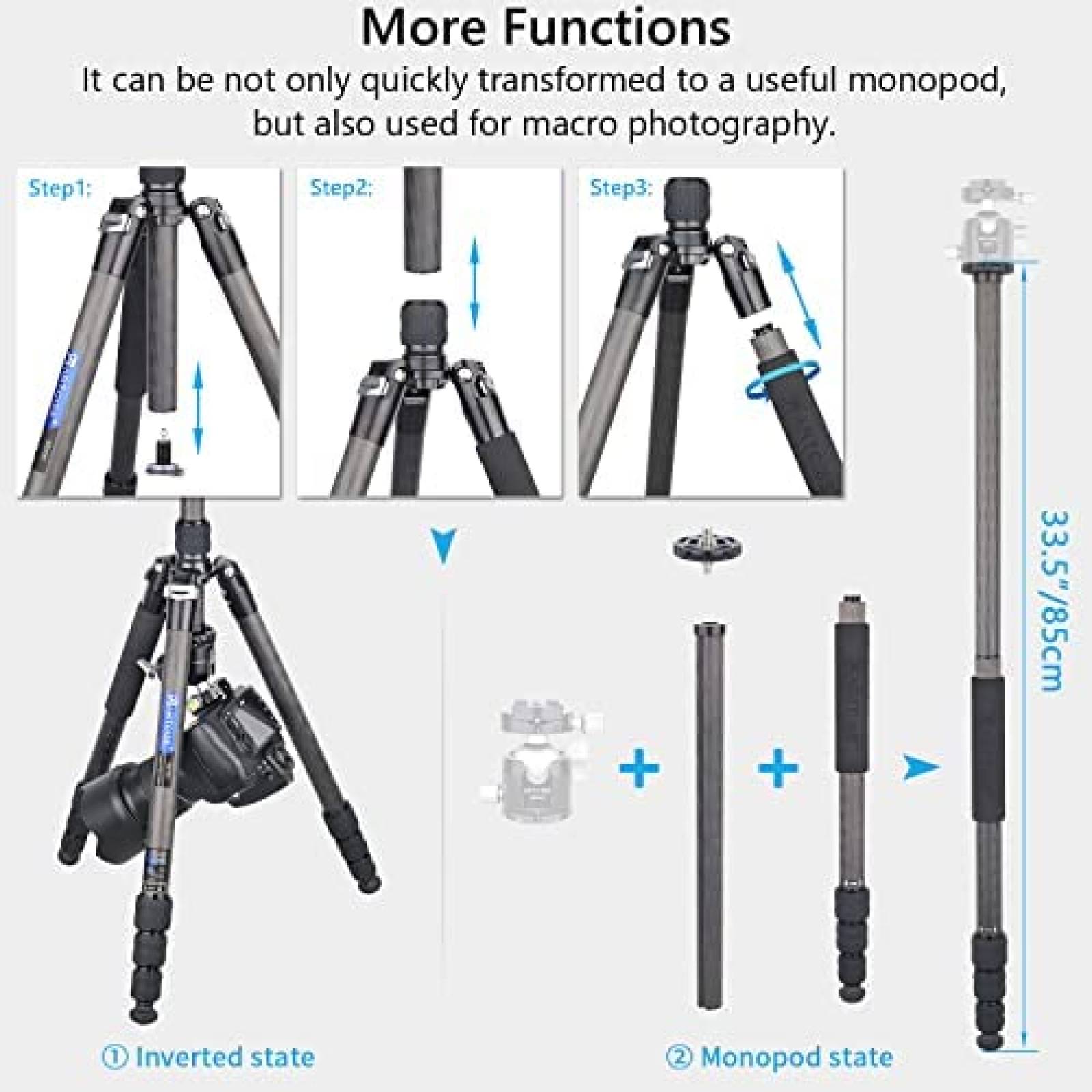 Tripie Completo Artcise de 69.7'' para DSLR -Negro