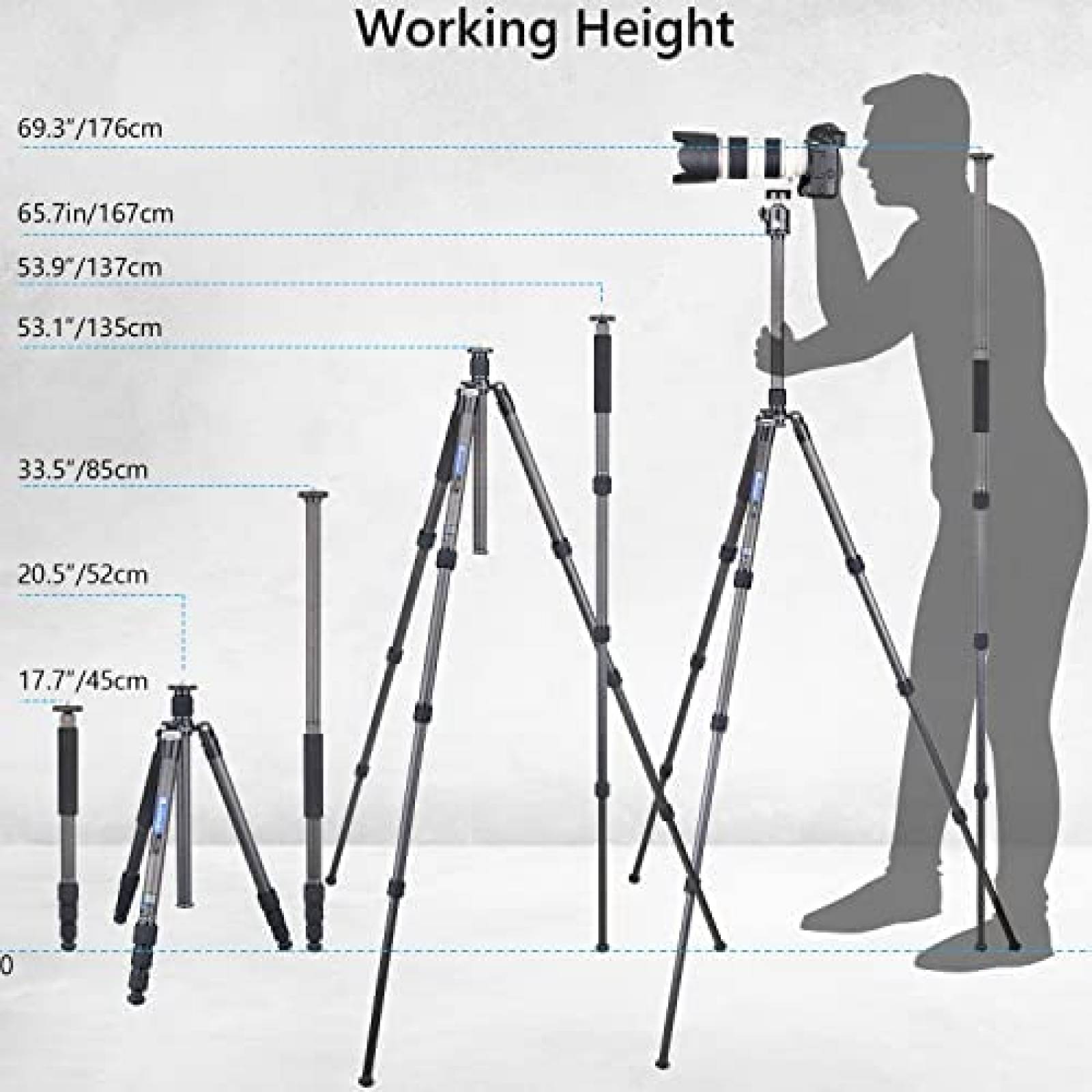 Tripie Completo Artcise de 69.7'' para DSLR -Negro