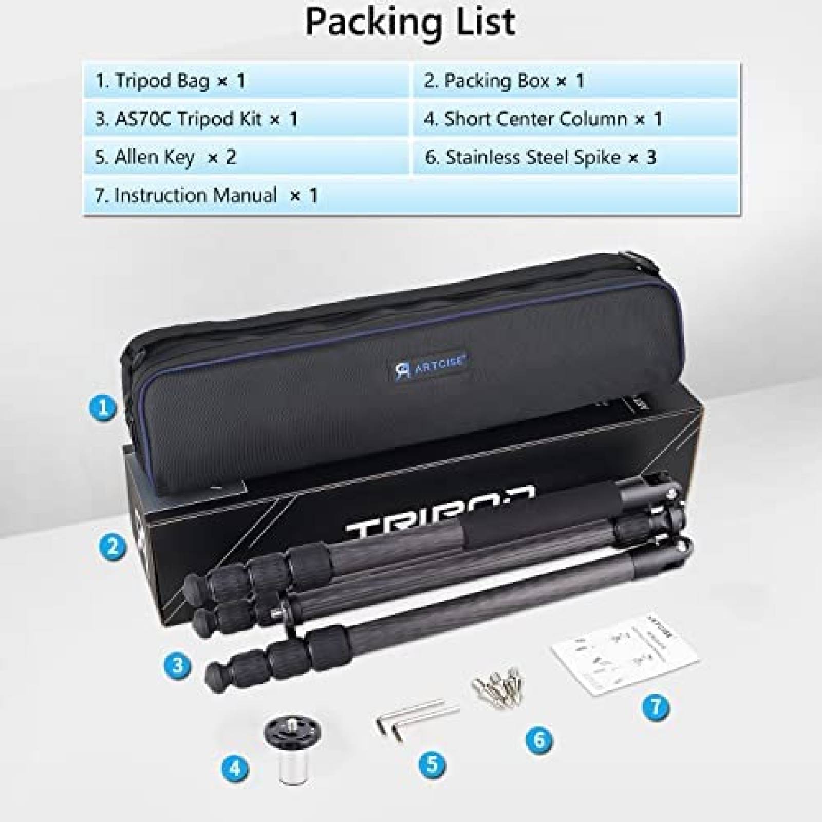 Tripie Completo Artcise de 69.7'' para DSLR -Negro