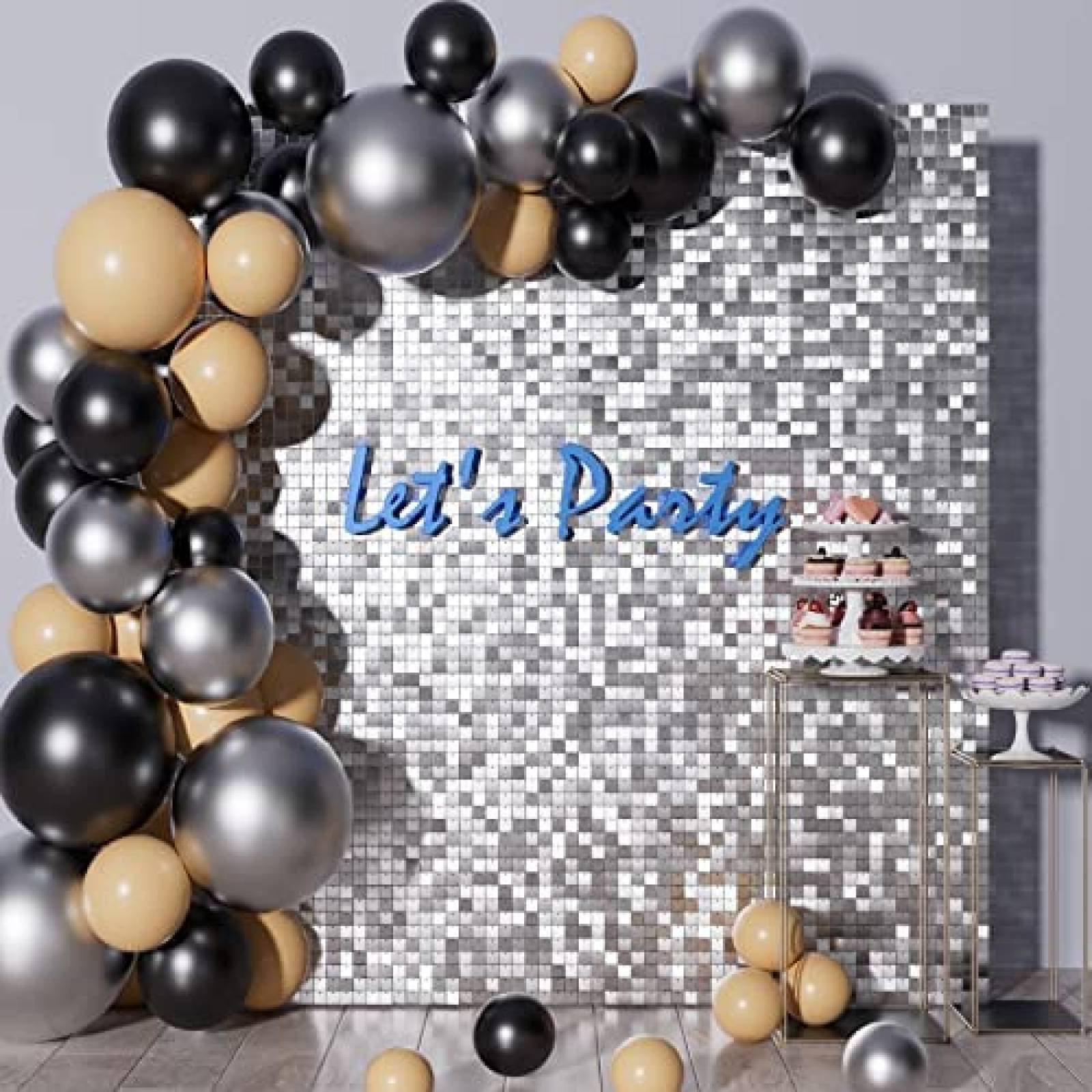 Fondo Decorativo COKAOBE Para Fiestas 24Pz 11.8x11.8" -Plata