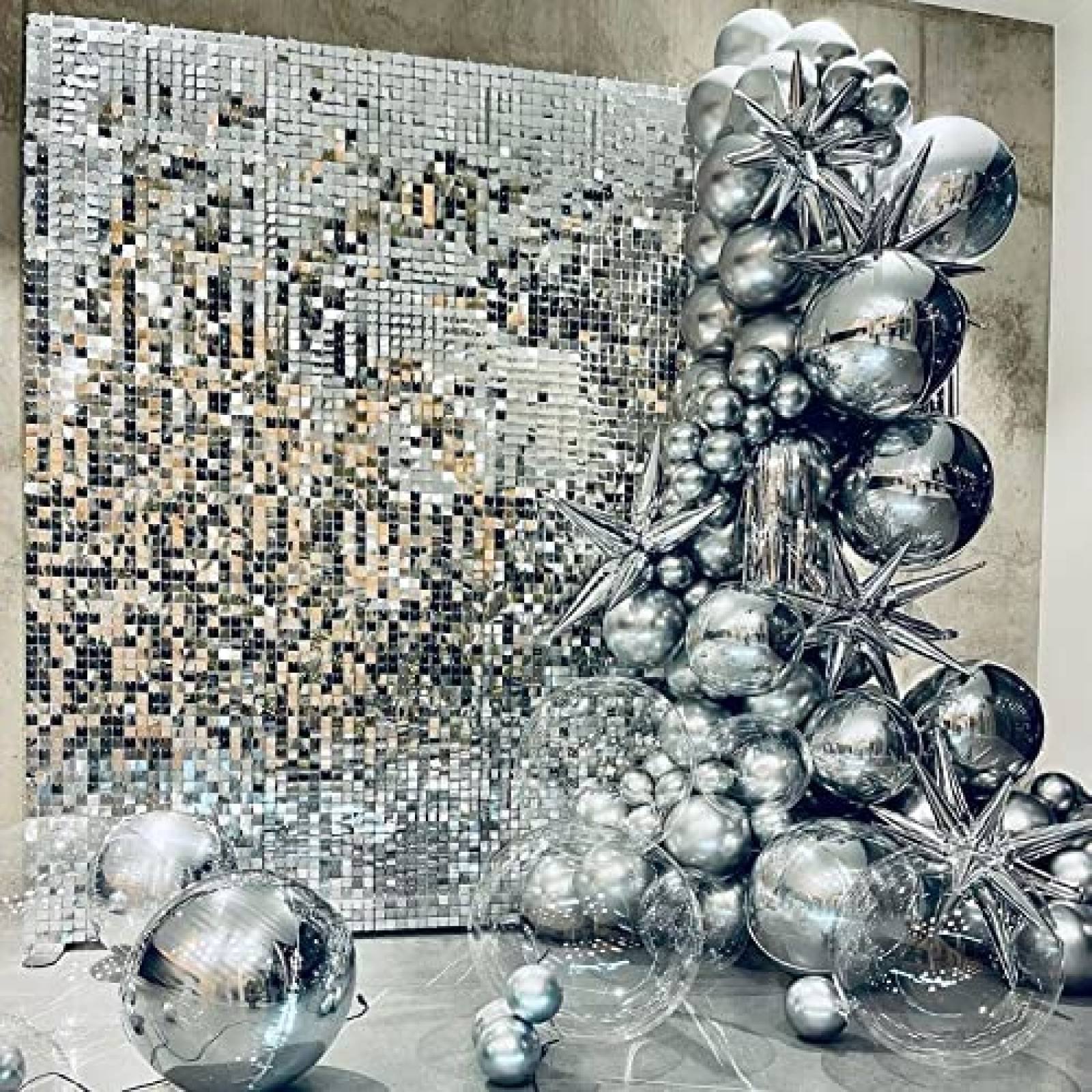 Fondo Decorativo COKAOBE Para Fiestas 24Pz 11.8x11.8" -Plata