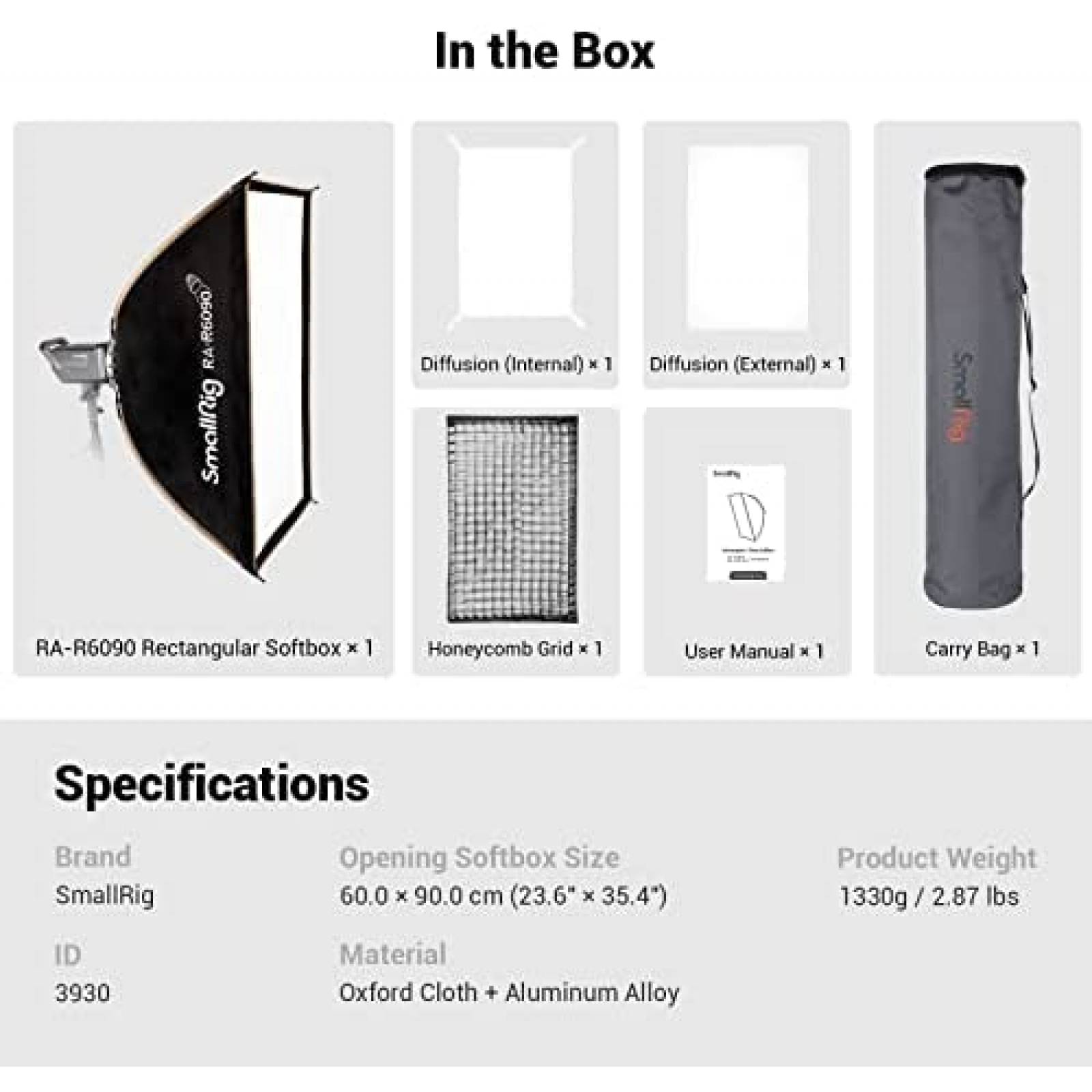Softbox SMALLRIG RA-R6090 - 3930 60 x 90 cm Montaje Bowens