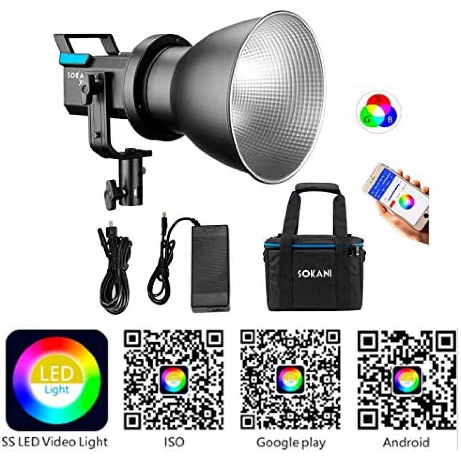 Luz de Video/Fotografia Continua SOKANI LED 80W -Negro