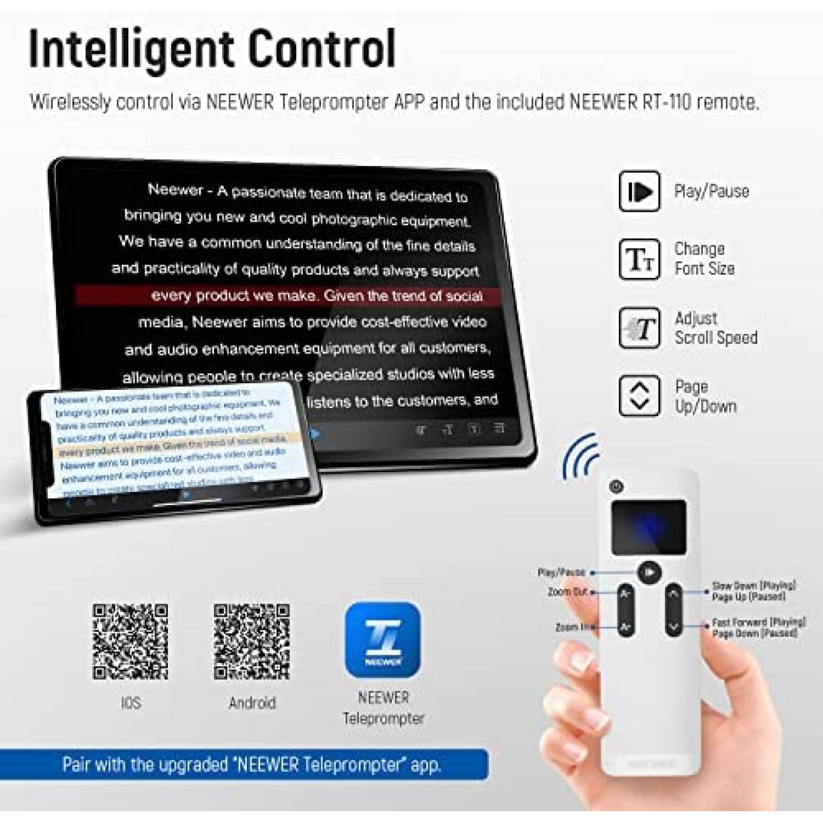 Teleprompter NEEWER X17 Plegable Con Bluetooth 17" -Negro