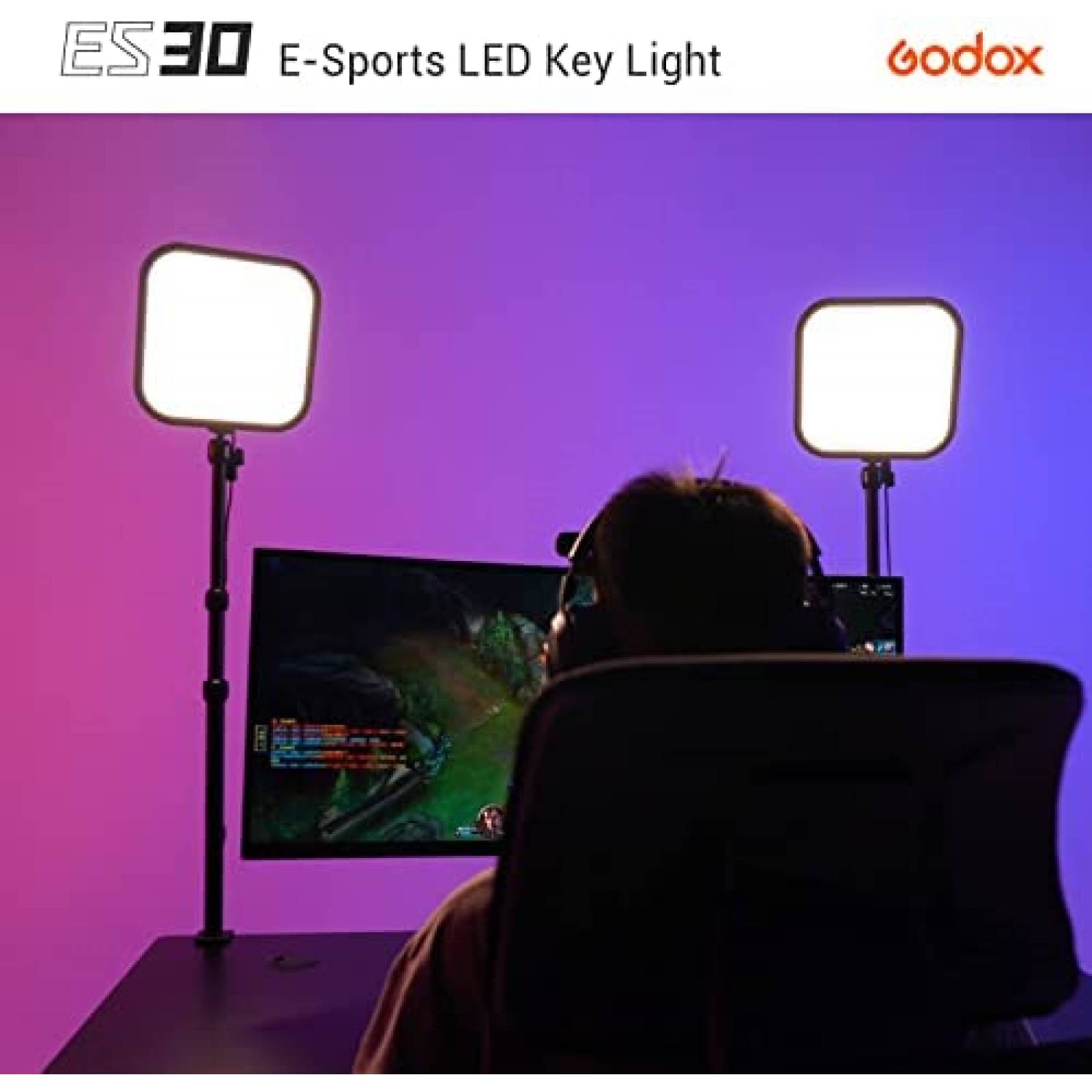 Panel de Luz LED Godox ES30 2800-6500K c/Stand -Negro