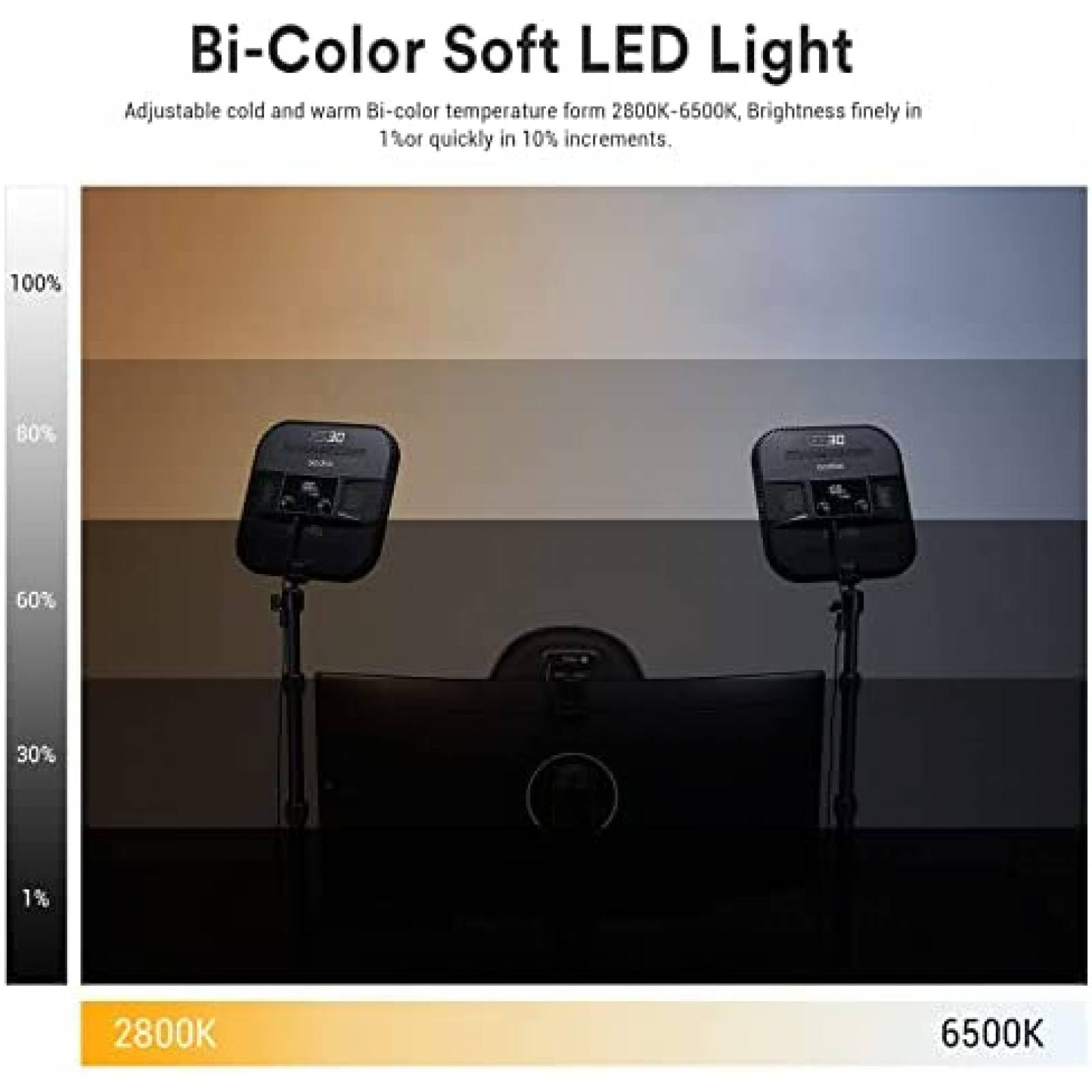 Panel de Luz LED Godox ES30 2800-6500K c/Stand -Negro