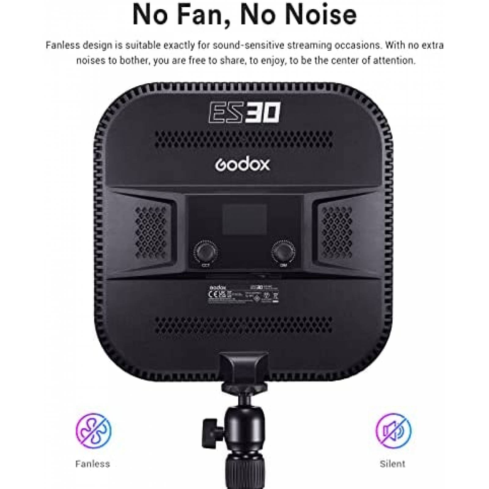 Panel de Luz LED Godox ES30 2800-6500K c/Stand -Negro