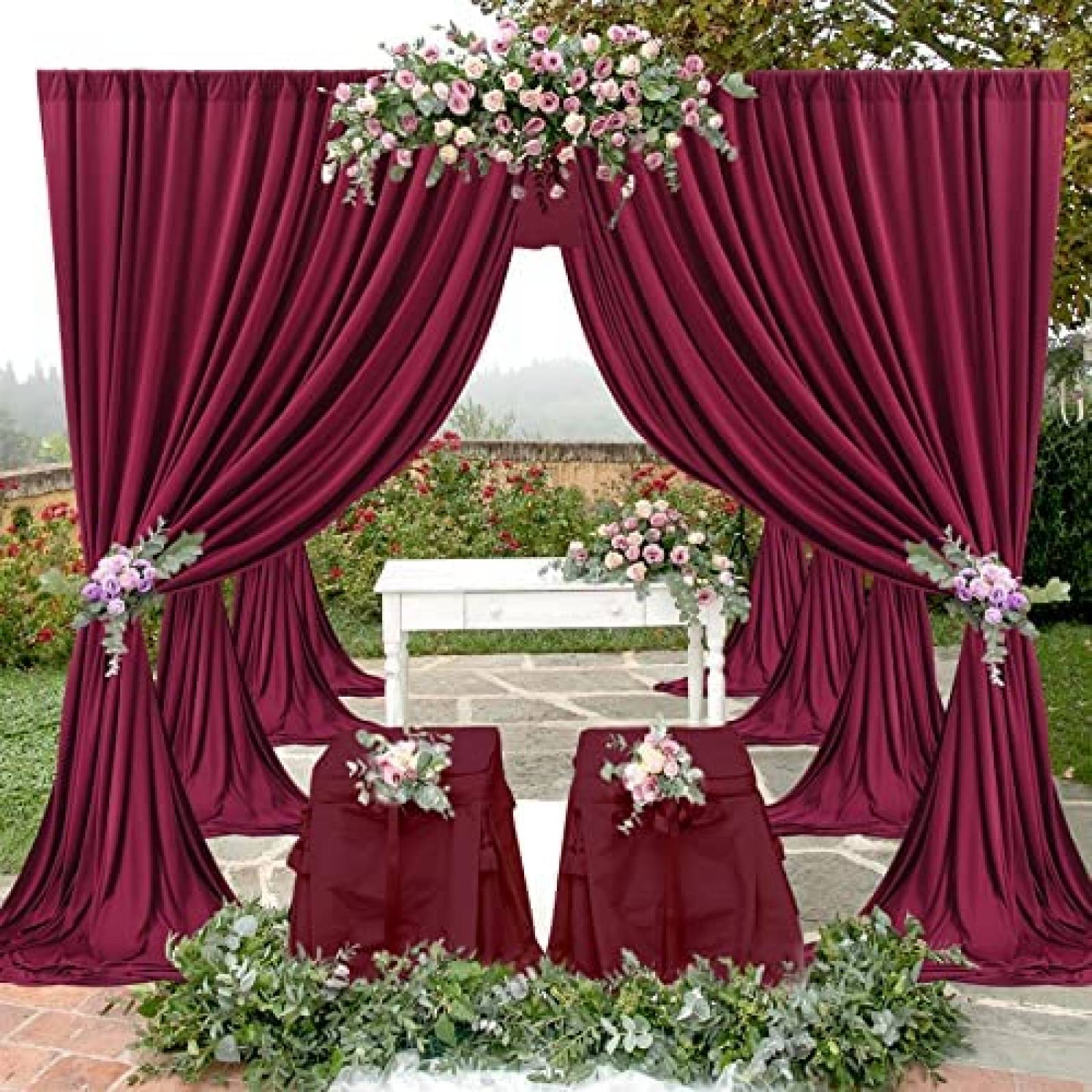 Cortina de Fondo Tao-Ge Para Boda 12 x 3metros -Borgoña