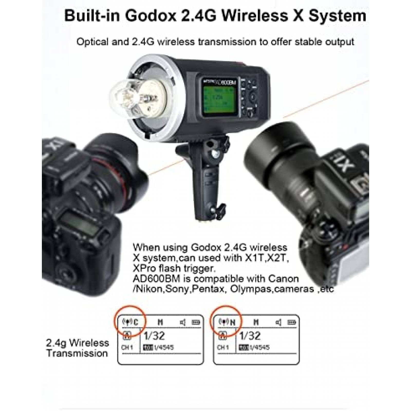 Flash de Estudio Godox AD600BM Inalambrico 2.4G 8700mAh