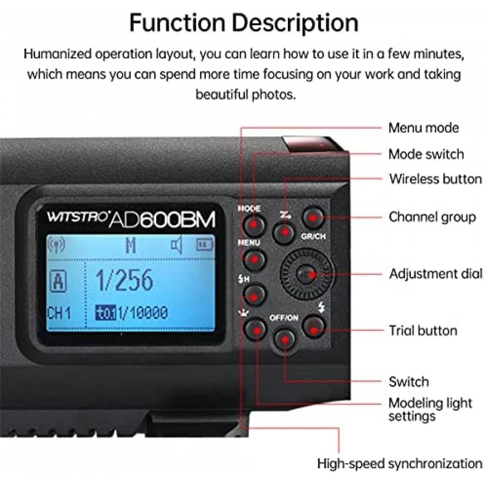 Flash de Estudio Godox AD600BM Inalambrico 2.4G 8700mAh