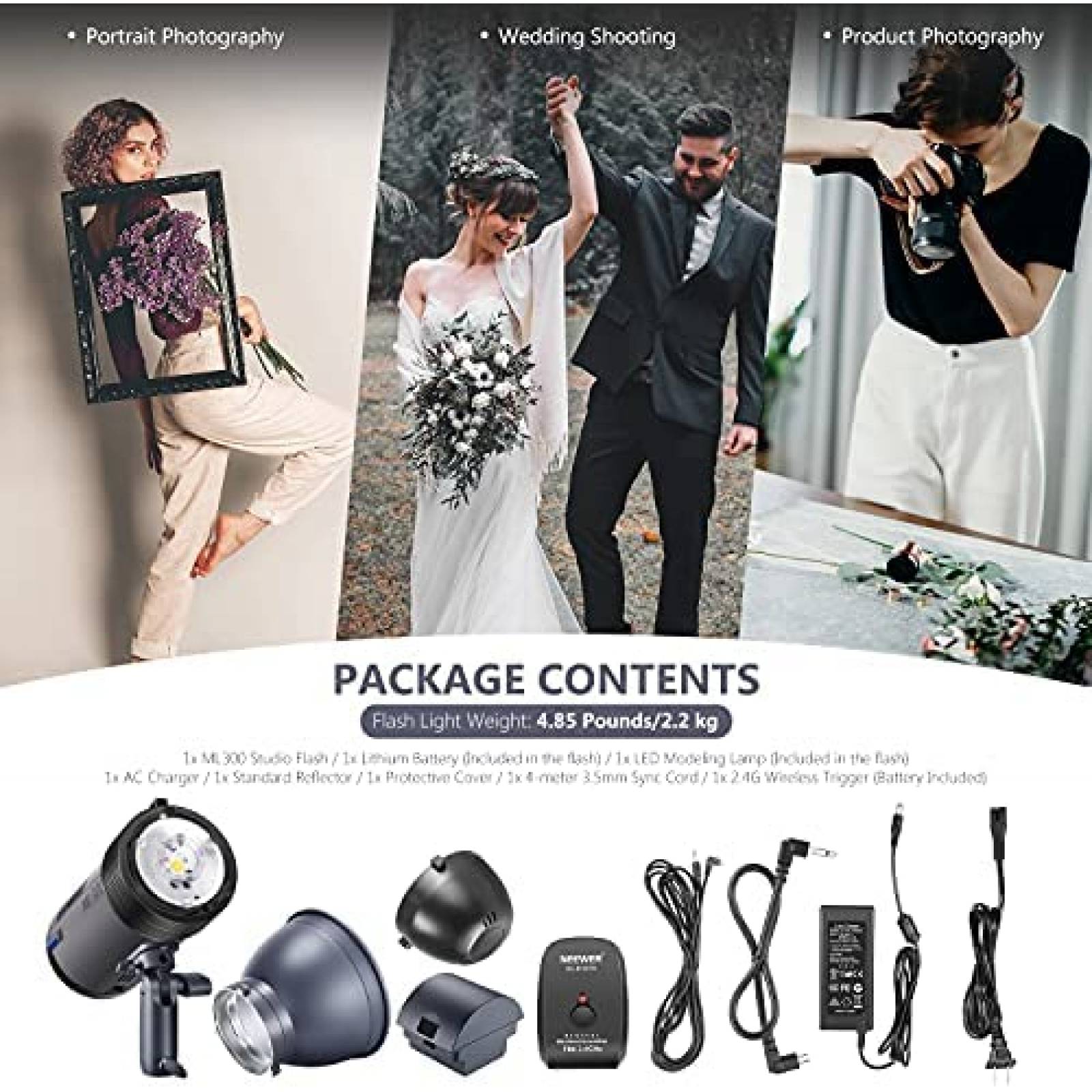 Flash de Estudio Exterior Neewer ML300 Inalambrico 300W