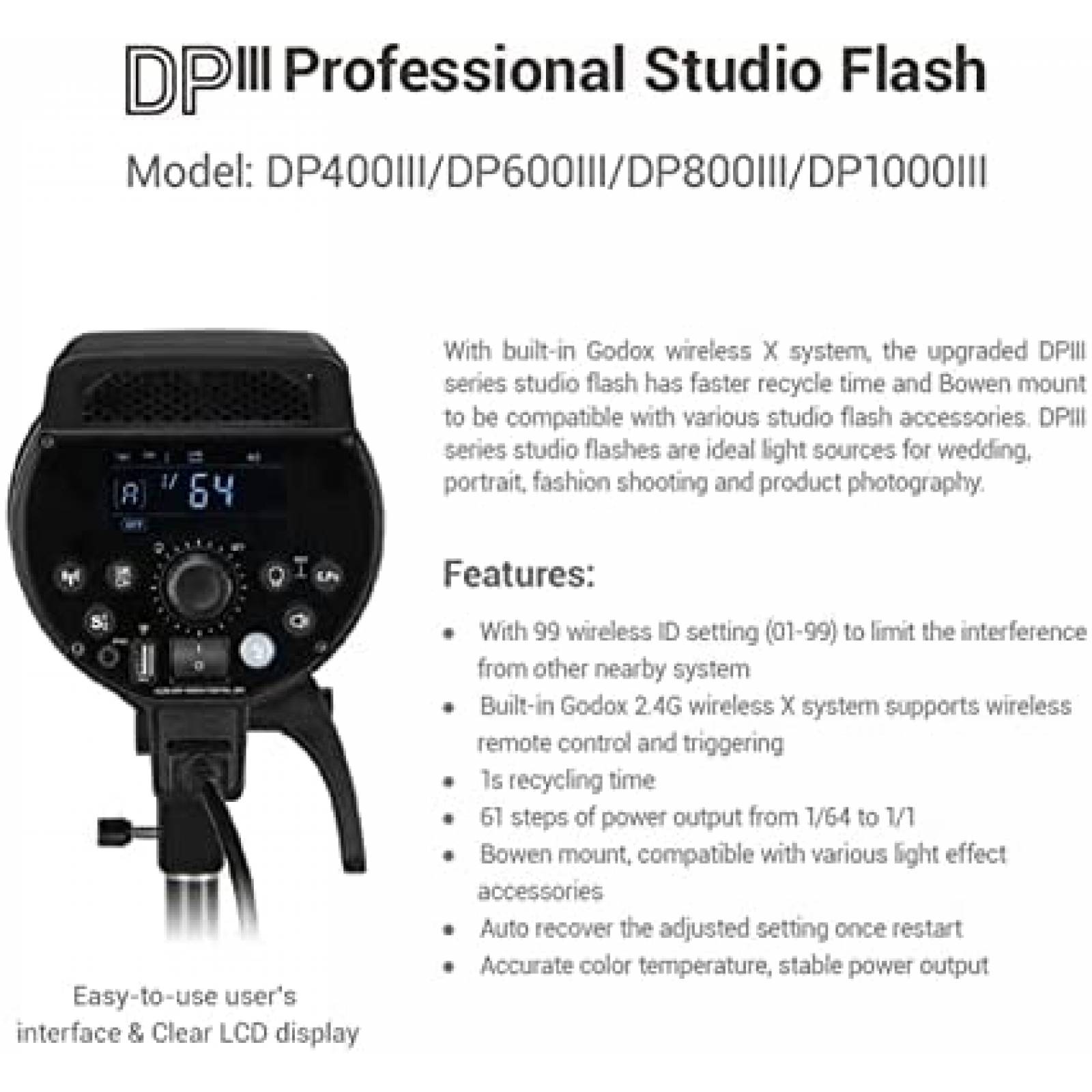 Lampara Fotografica GODOX DP800III 110V 2.4G Inalambrica