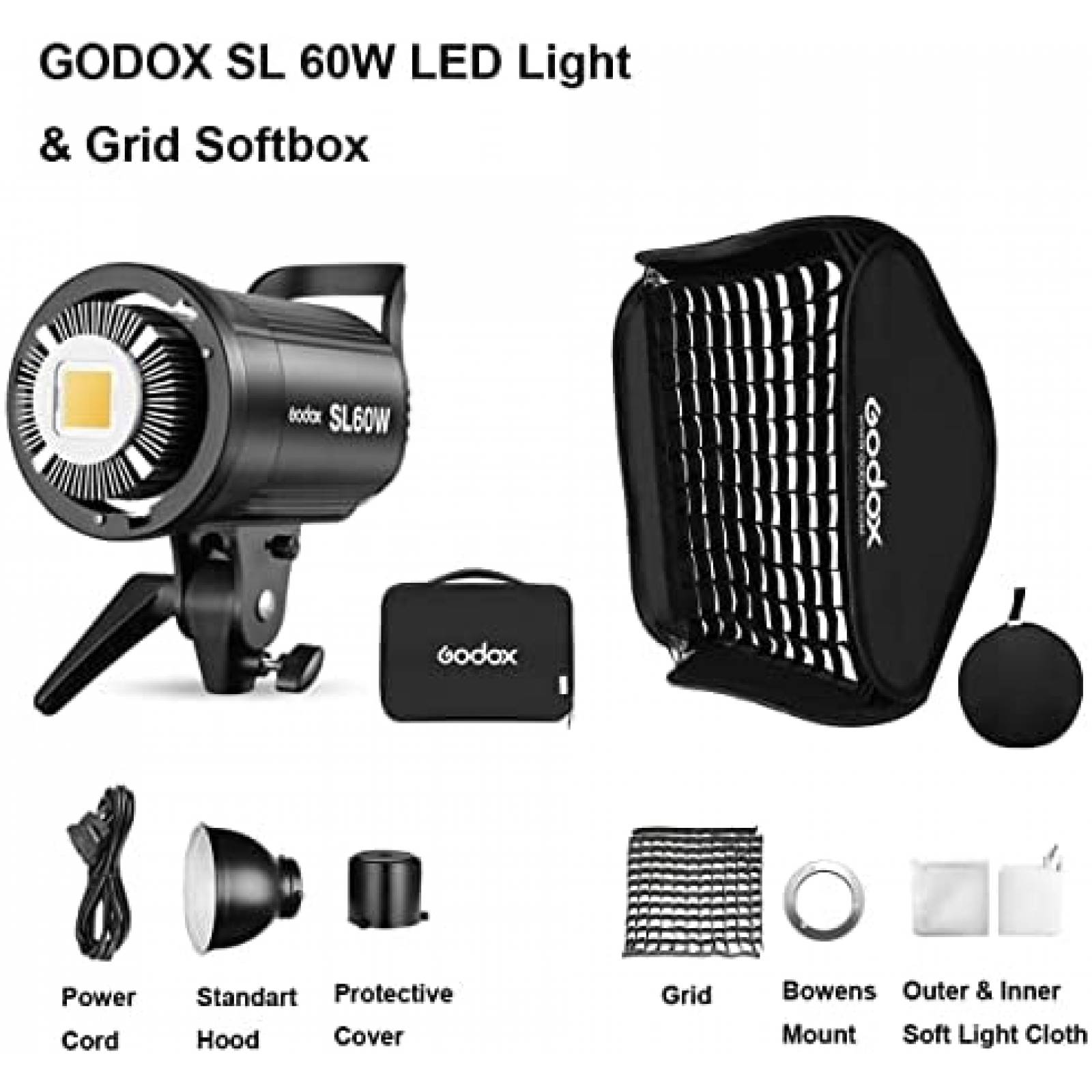 Luz de Video/Fotografia Continua GODOX LED 60W -Negro