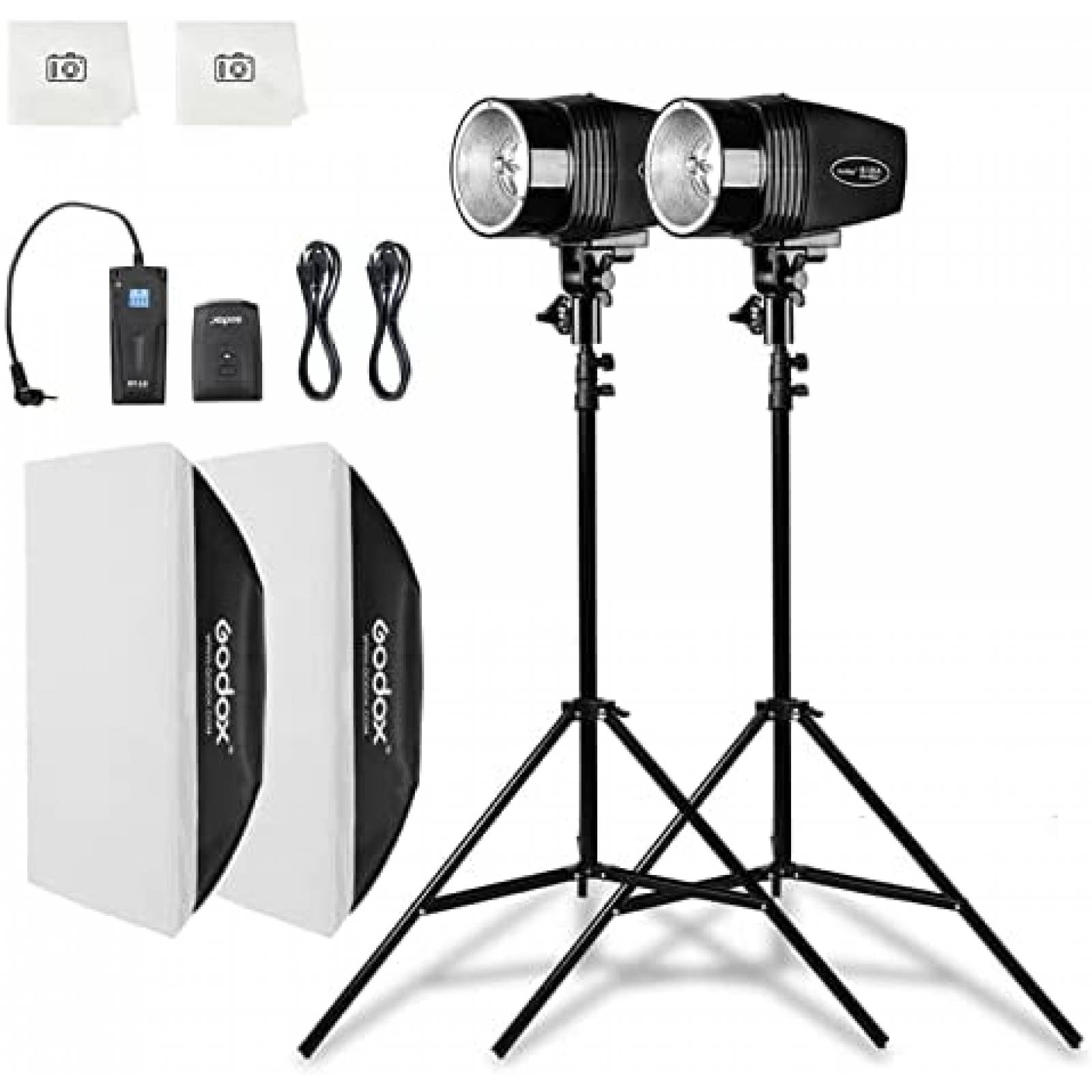 Kit de Fotografia GODOX 2x180W 5600K y Soporte de Luz Negro