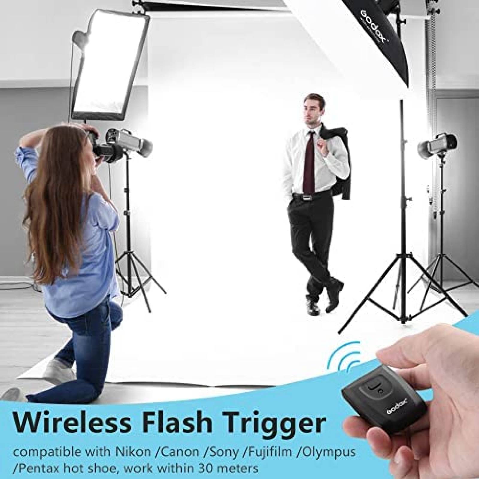 Kit de Fotografia GODOX 2x180W 5600K y Soporte de Luz Negro